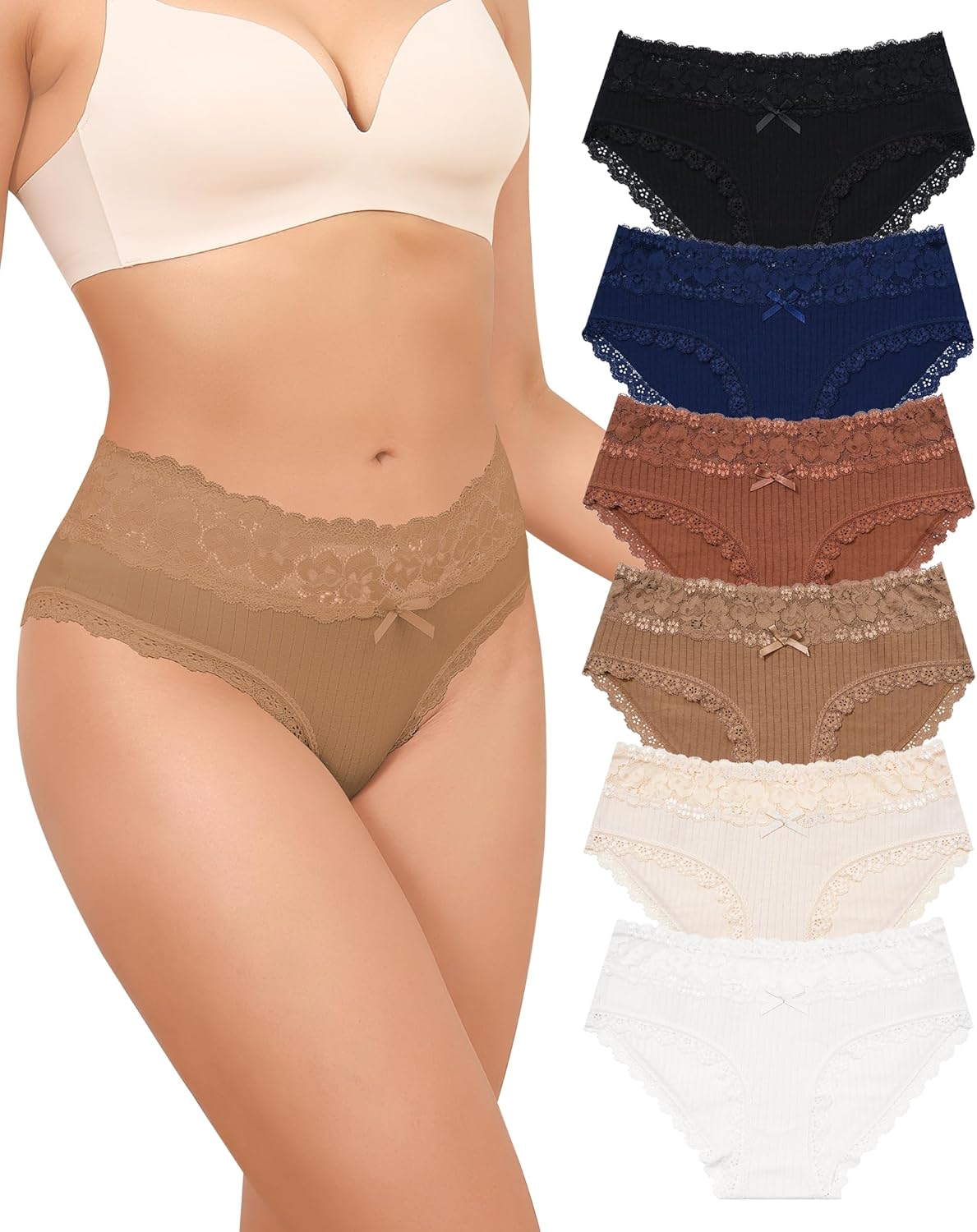 Aijolen Cotton Underwear for Women Breathable Lace Bikini Panties Ladies Hipster Underpants S-XL
