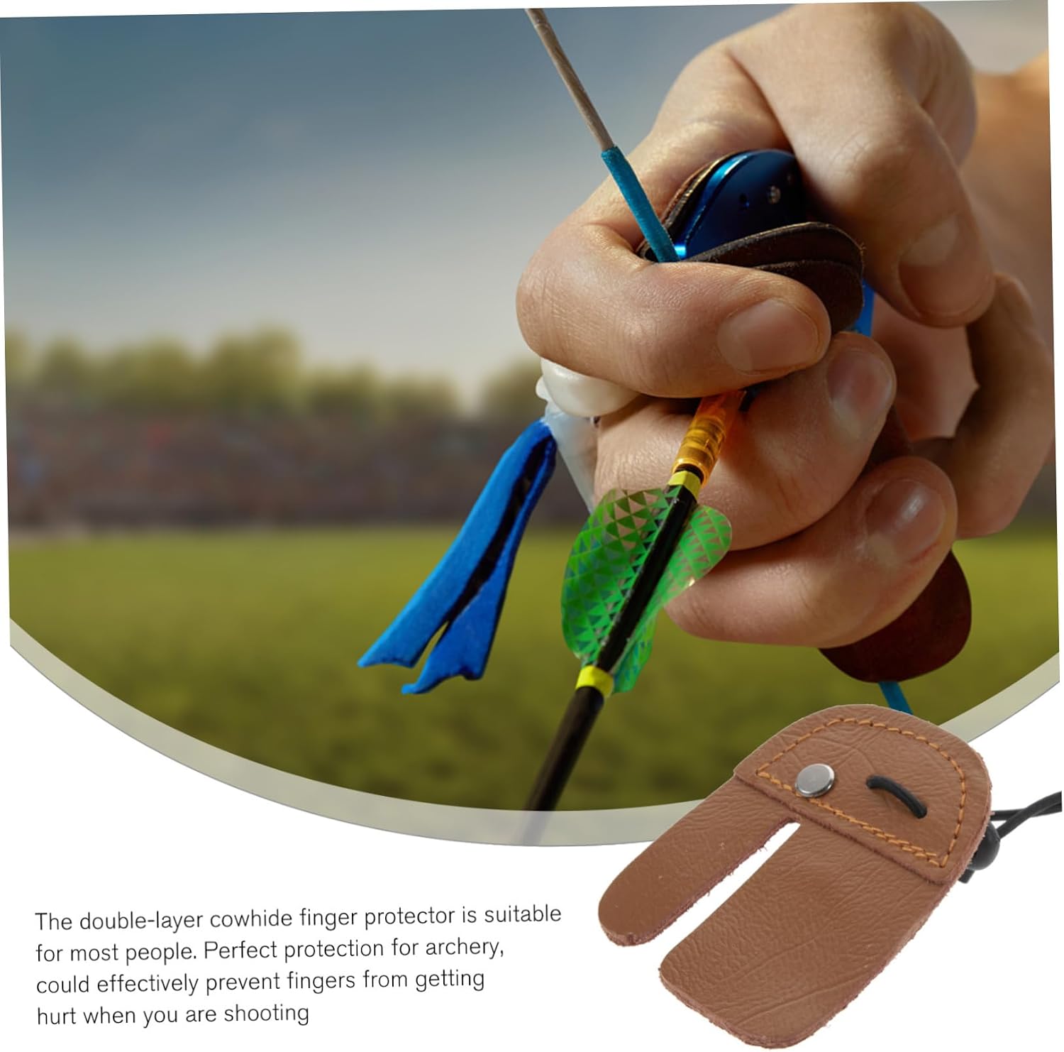 Kisangel Leather Finger Guards Archery Arm Guards Archery Accessory Finger Tab Toe Hunting Gloves Brace Stall