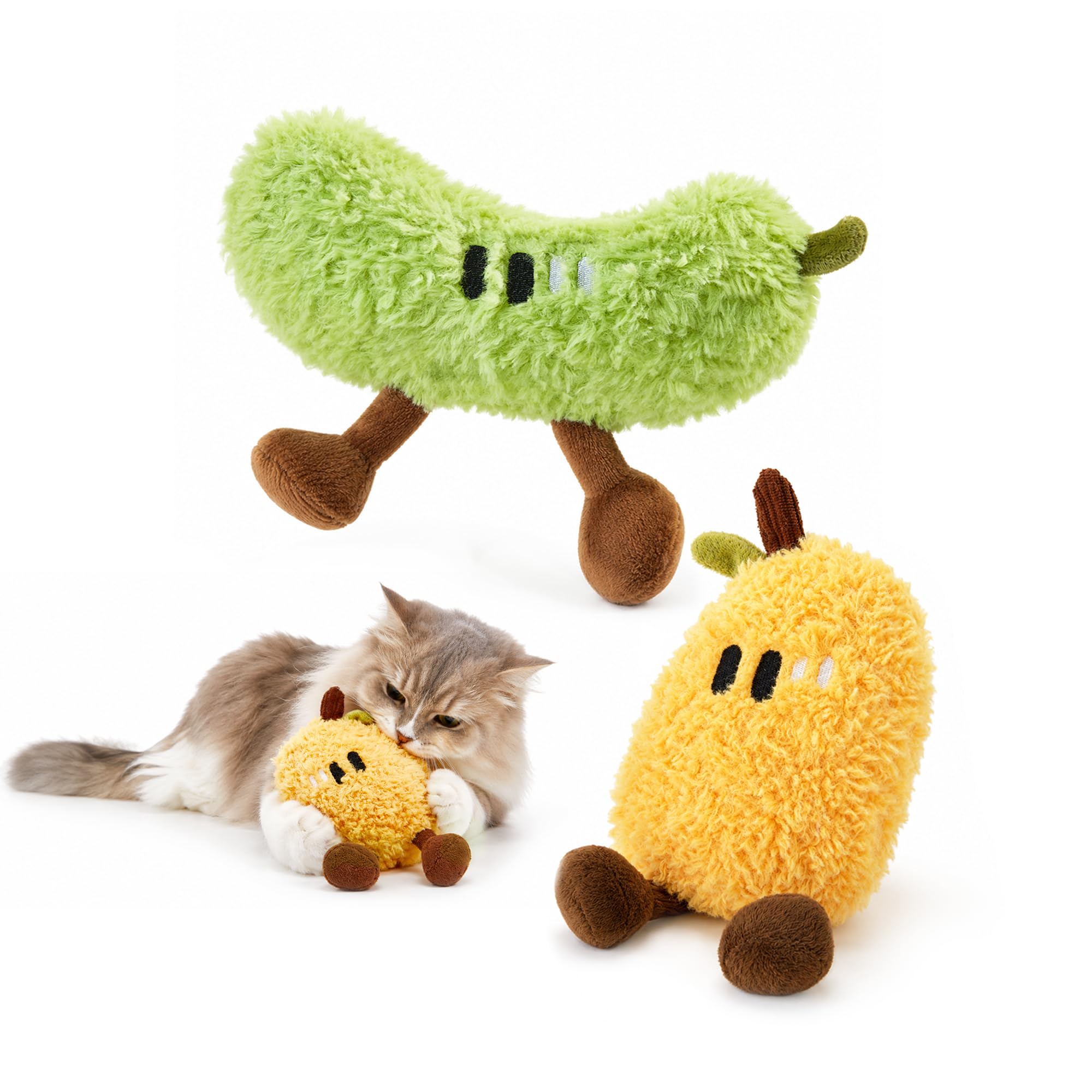 Potaroma Peluche erba gatta frutta gatto giocattolo 2 Pack, Crinkle Interactive Chew Pillow