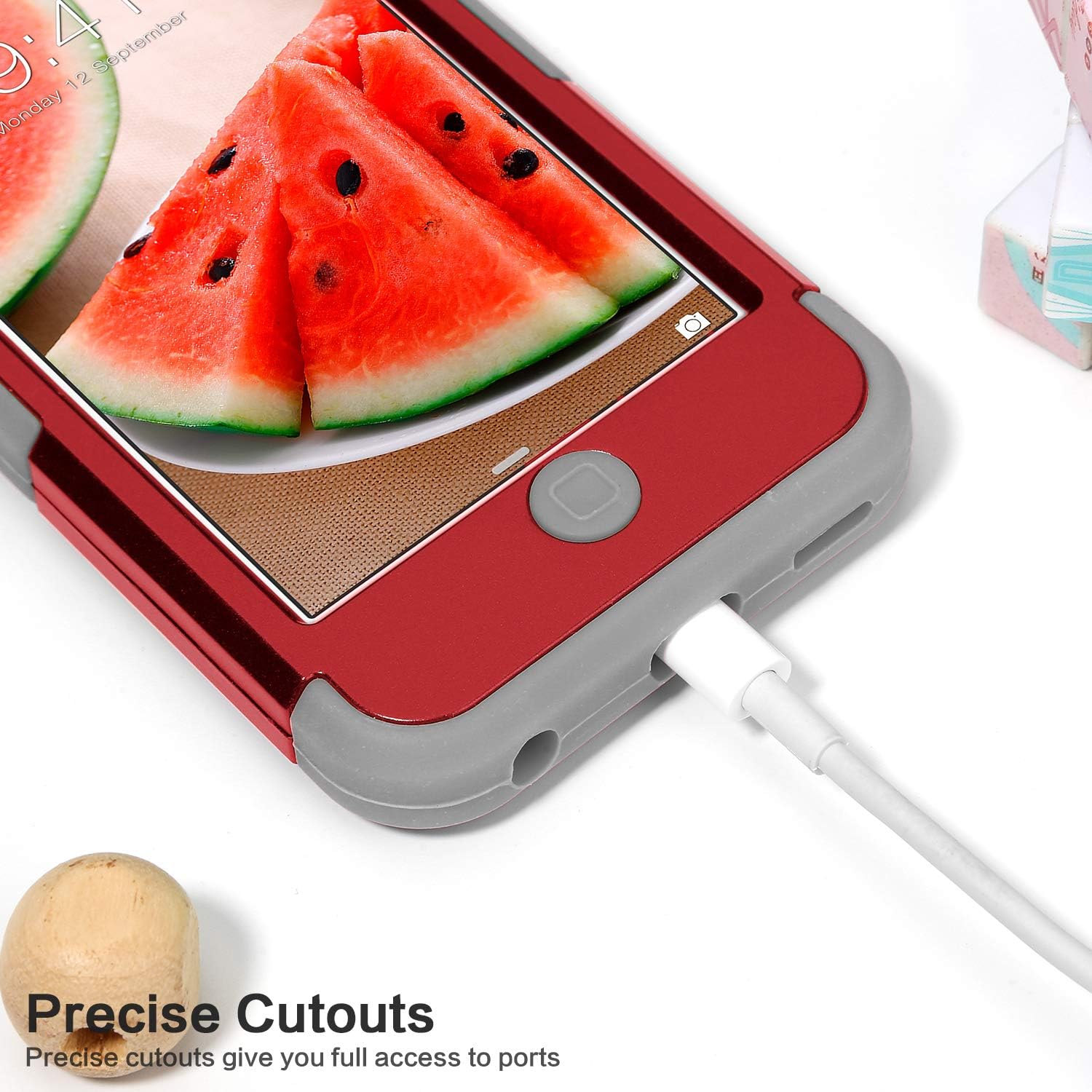 iPod Touch 7 Armor Case with 2 Screen Protectors, IDweel 3 in 1 Hard PC Case + Silicone Shockproof for Kids Heavy Duty Hard Case Armor Cover for 2019 iPod Touch 7th/6th/5th Gen, Red+Gray : Electronics