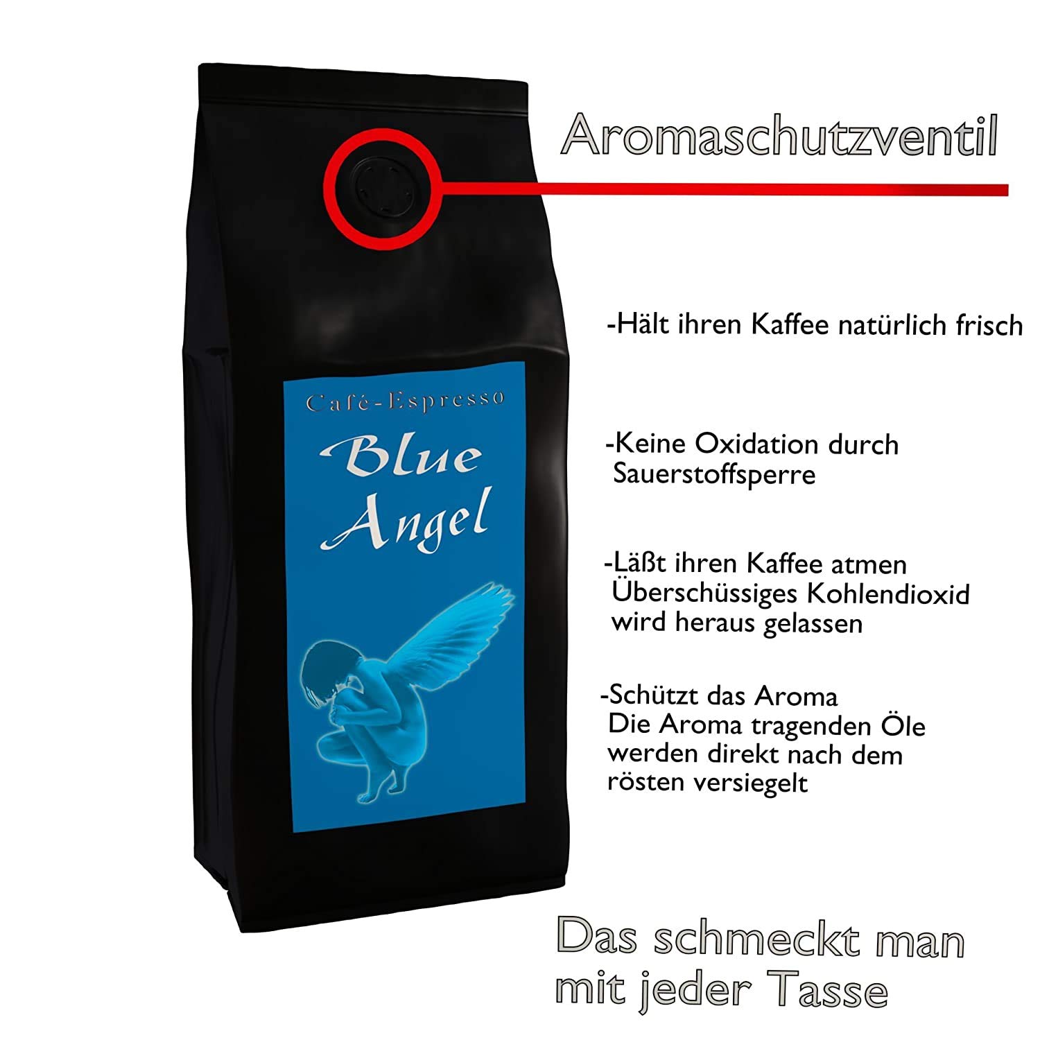 C&T Blue Angel Espresso Deluxe 3 x 1000 g de granos de café enteros – El dulce – Café de alta gama de nuestra famosa serie Espresso Angel