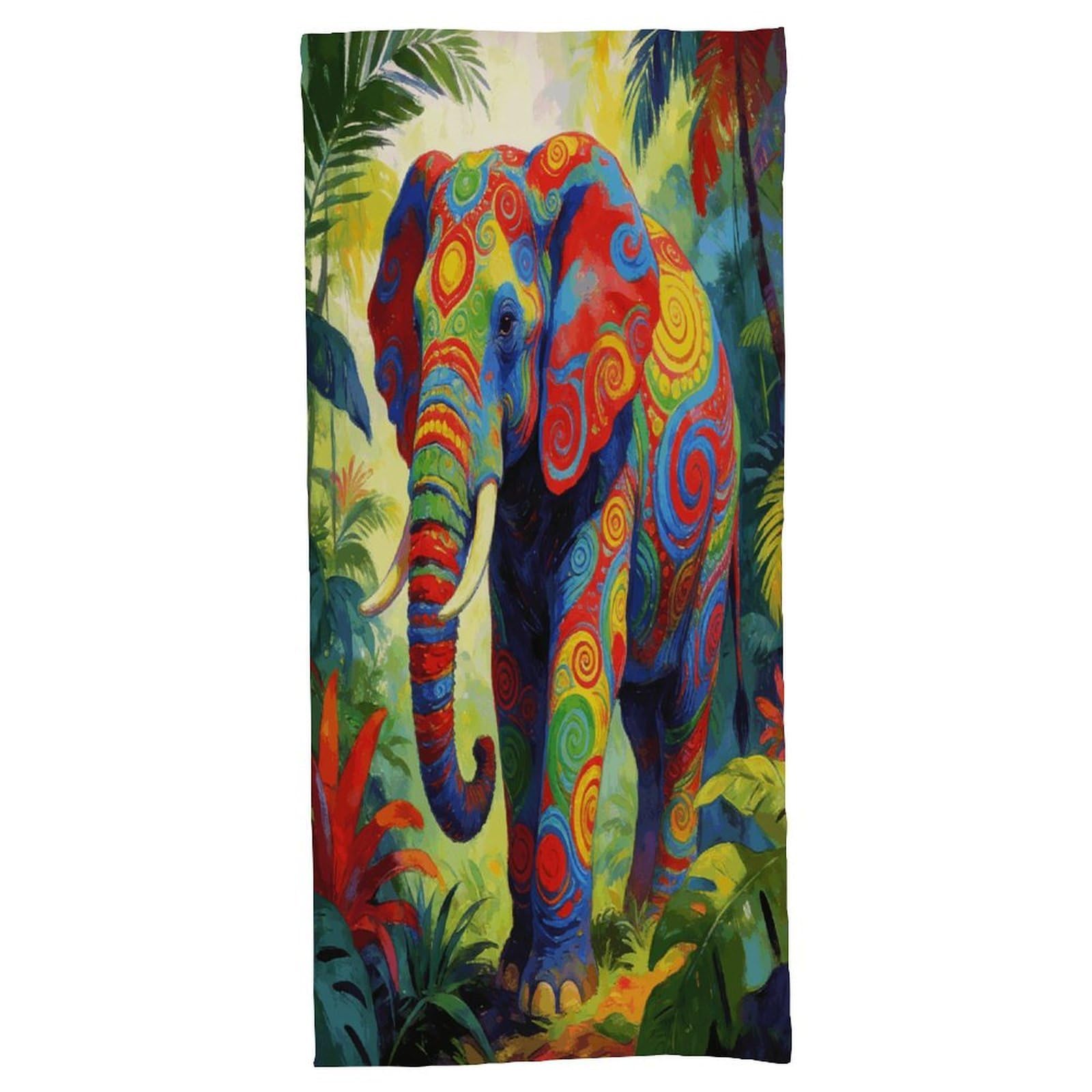Fodpand Style Colorful Elephant Bath Towel, Highly Absorbent & Quick Drying Beach Towel, Compact & Lightweight Pool Towel For Bathroom, Beach, Pool, Gym, Spa, And Hotel Use