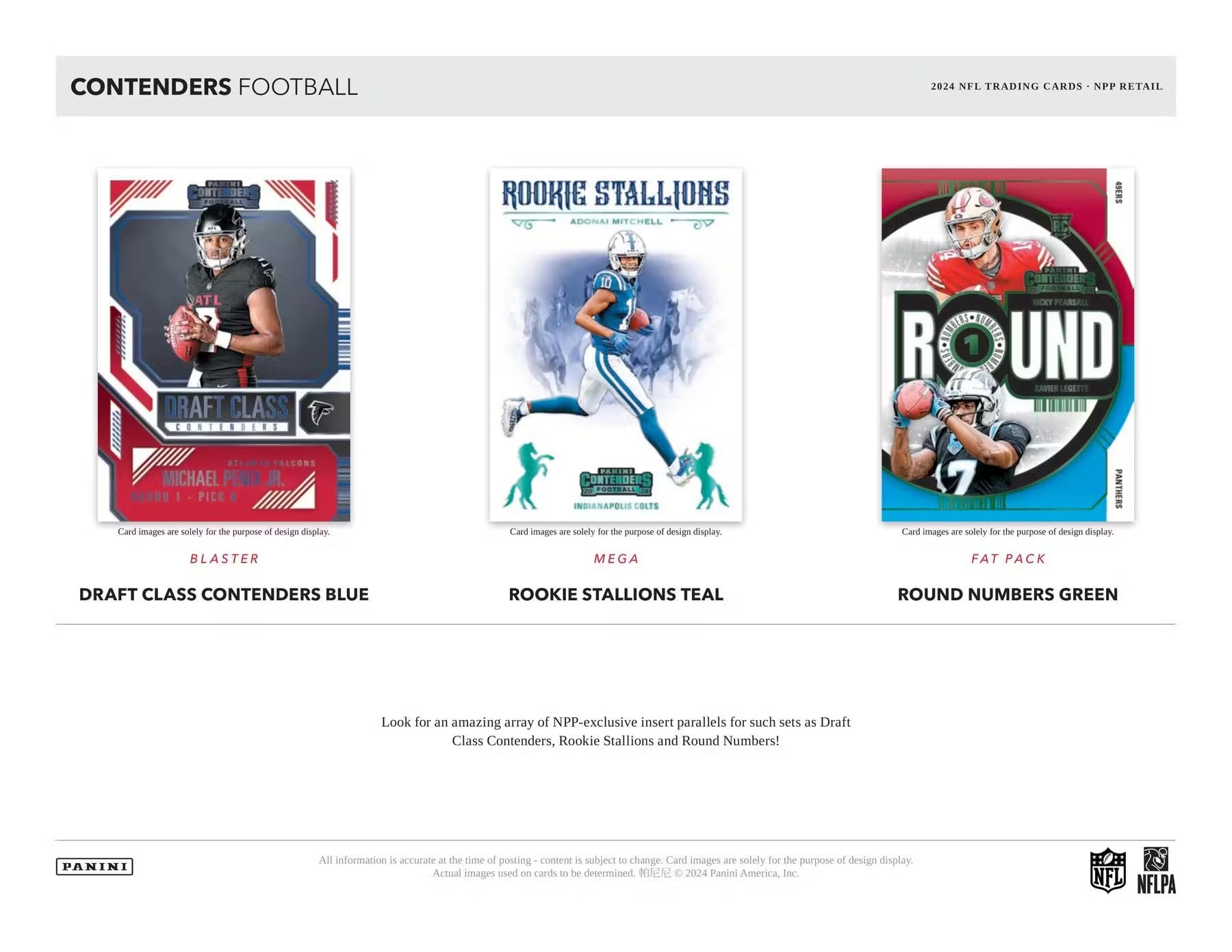 Panini Contenders 2024-25 - Caja de fútbol Americano de la NFL, Tarjetas coleccionables Oficiales, Incluye Paralelos exclusivos de Blaster, boletos e Insertos para novatos, Caja sellada al por Menor