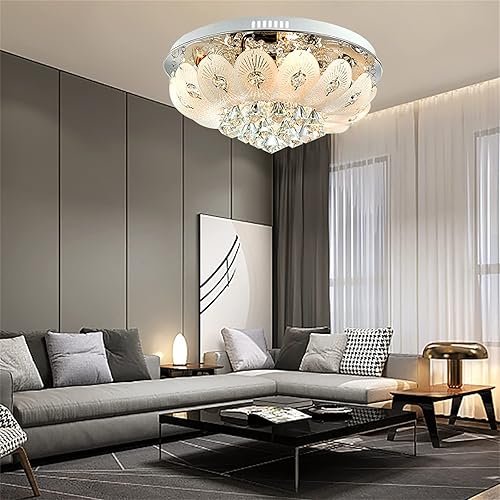 Miniatura 8 de Candelabro moderno de lujo de montaje empotrado LED de cristal para techo, cola de pavo real, lámpara de iluminación LED con control remoto para