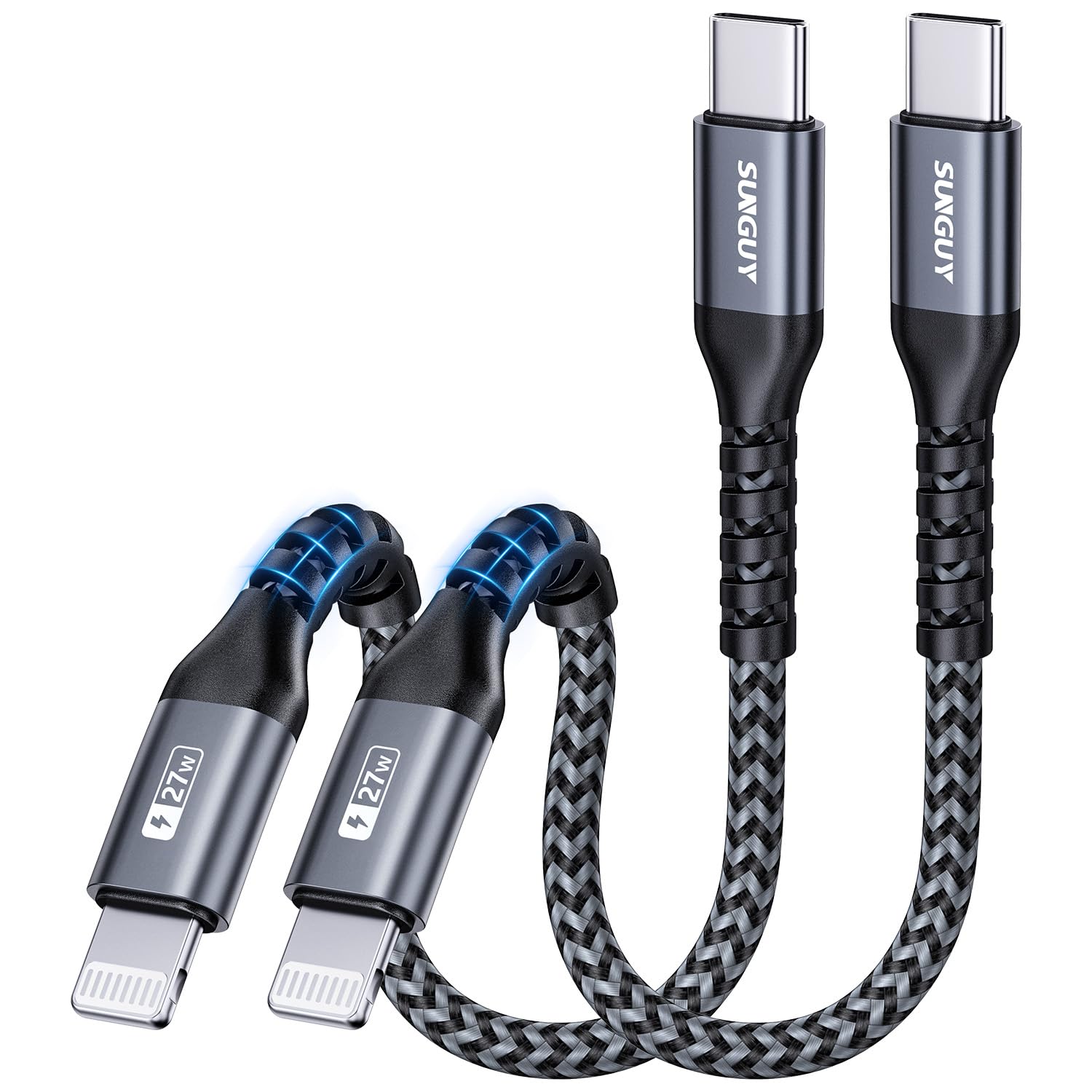 SUNGUY USB C Lightning Kabel, [0.15M 2 Stück] MFi Zertifiziert Kabel USB C auf Lightning iPhone Ladekabel Schnellladekabel für iPhone 14/13/12/11 Pro Max Mini/X/XS/Type C Chargers | Kabel do ładowania iPhone'a, kompatybilny z iPhone 14, 13, 12, 11, Pro, M