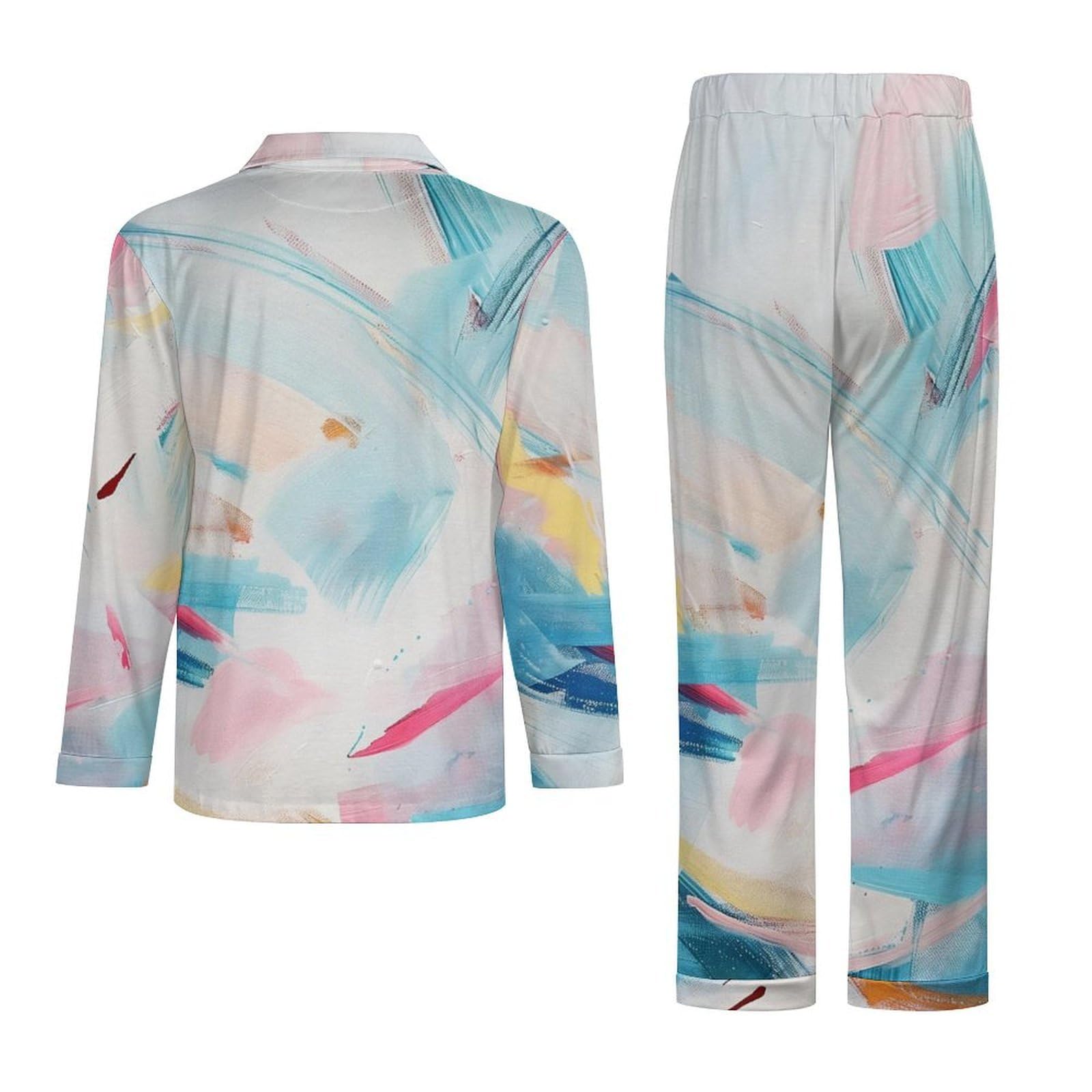 OLEETS Pigiama A Maniche Lunghe da Uomo - Graffiti Colorati Pigiama Invernale Pantaloni Top Caldo Autunnale Traspirante Morbido 2 Pezzi Casual Ampio