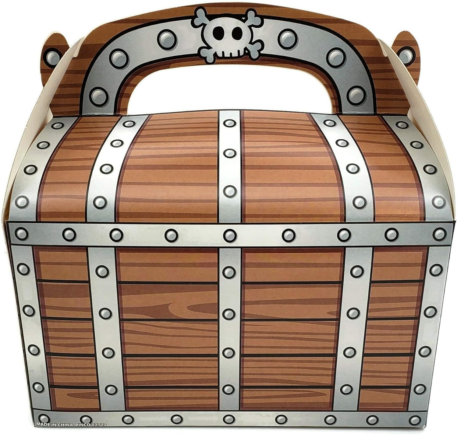 Zugar Land Pirate Treasure Chest Treat Box (6.5" x 6.5" x 3.5") Paper Cardboard. Decoration Party Favor Goodie Candy Box Grab Bag (48)