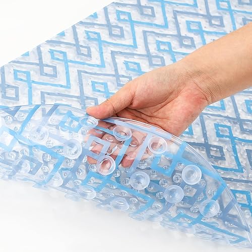 Tapete antideslizante para bañera de 27 x 15 pulgadas, tapete de ducha lavable con 168 ventosas de agarre eléctrico y golpes antideslizantes, tapete