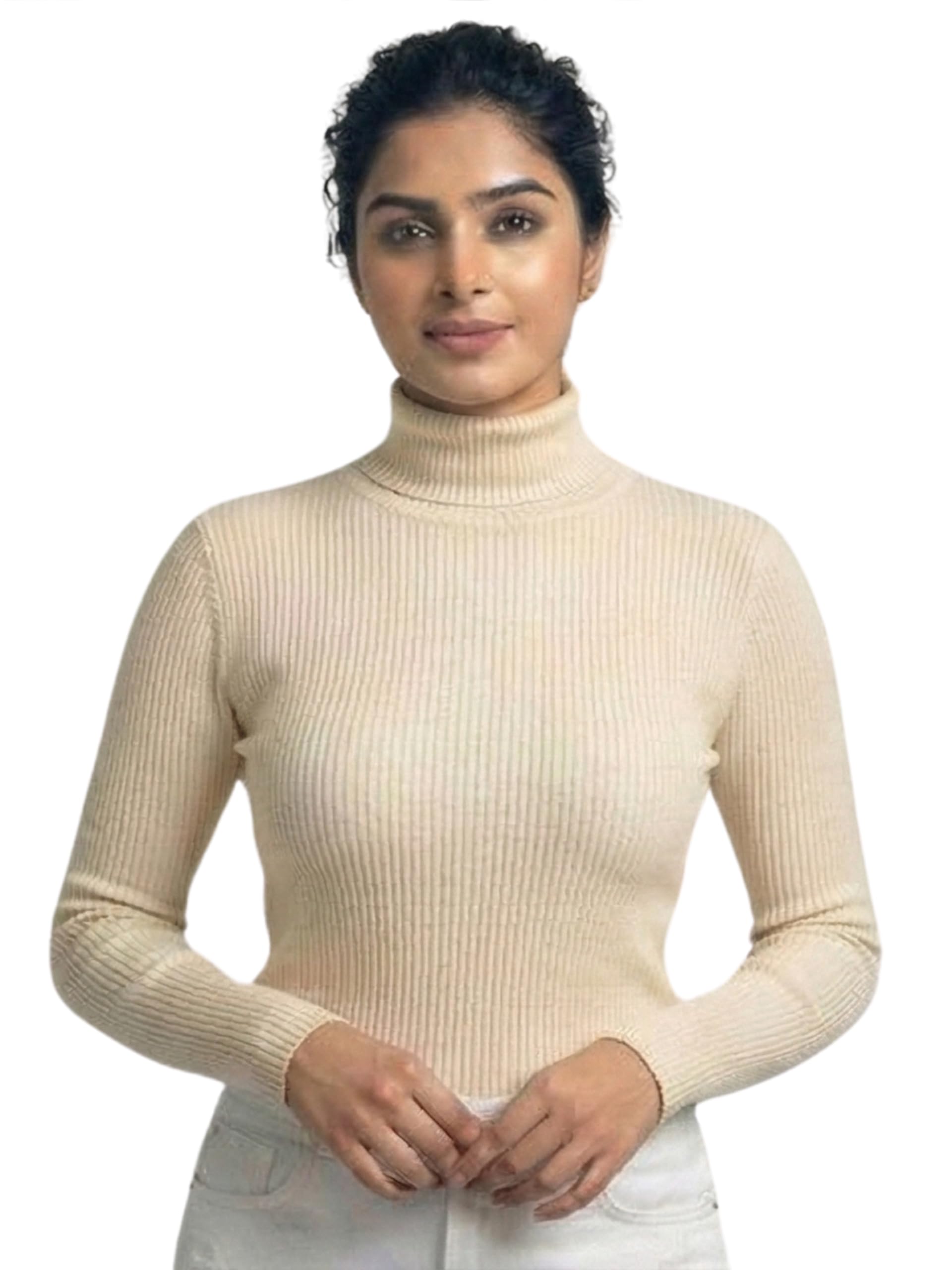 Women's Ribbed Turtleneck Top – Full Sleeve High Neck Winter T-Shirt | Trendy Highneck Tops for Women Stylish Slim Fit Casual Stylish Stretchable Top-picture-15
