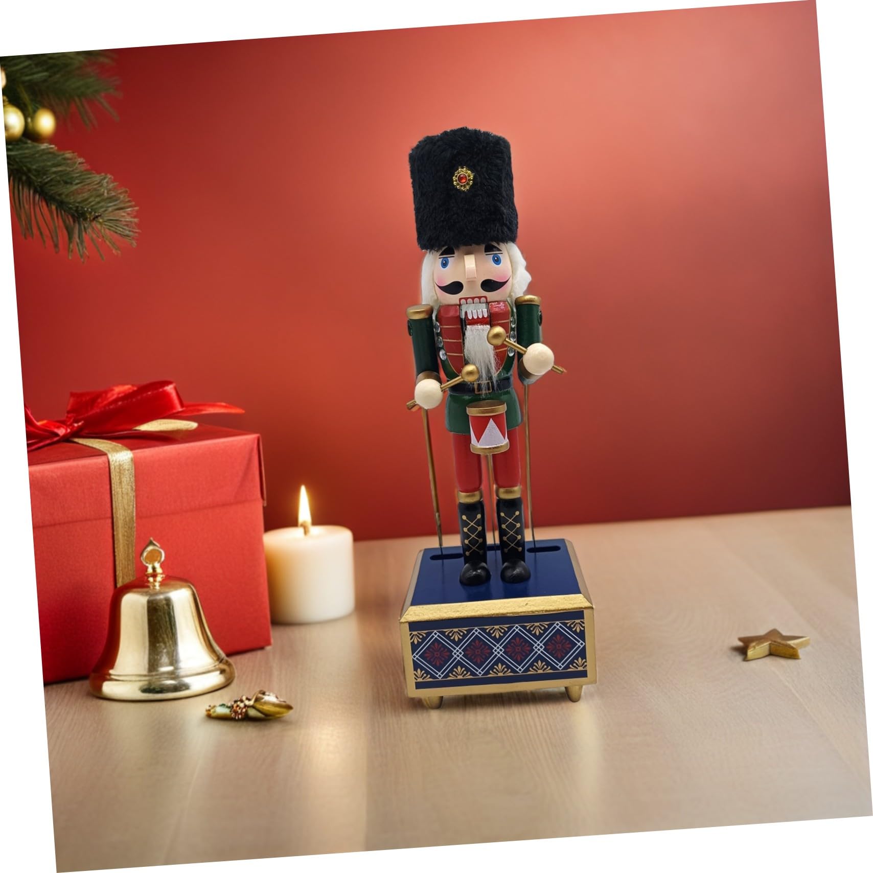 TOPBATHY Carillon Musicale in Legno con Figurina di Soldato, Design Classico Handmade, 30,5 Cm, Facile da Usare senza Spigoli, Decorazione Natalizia per Natale