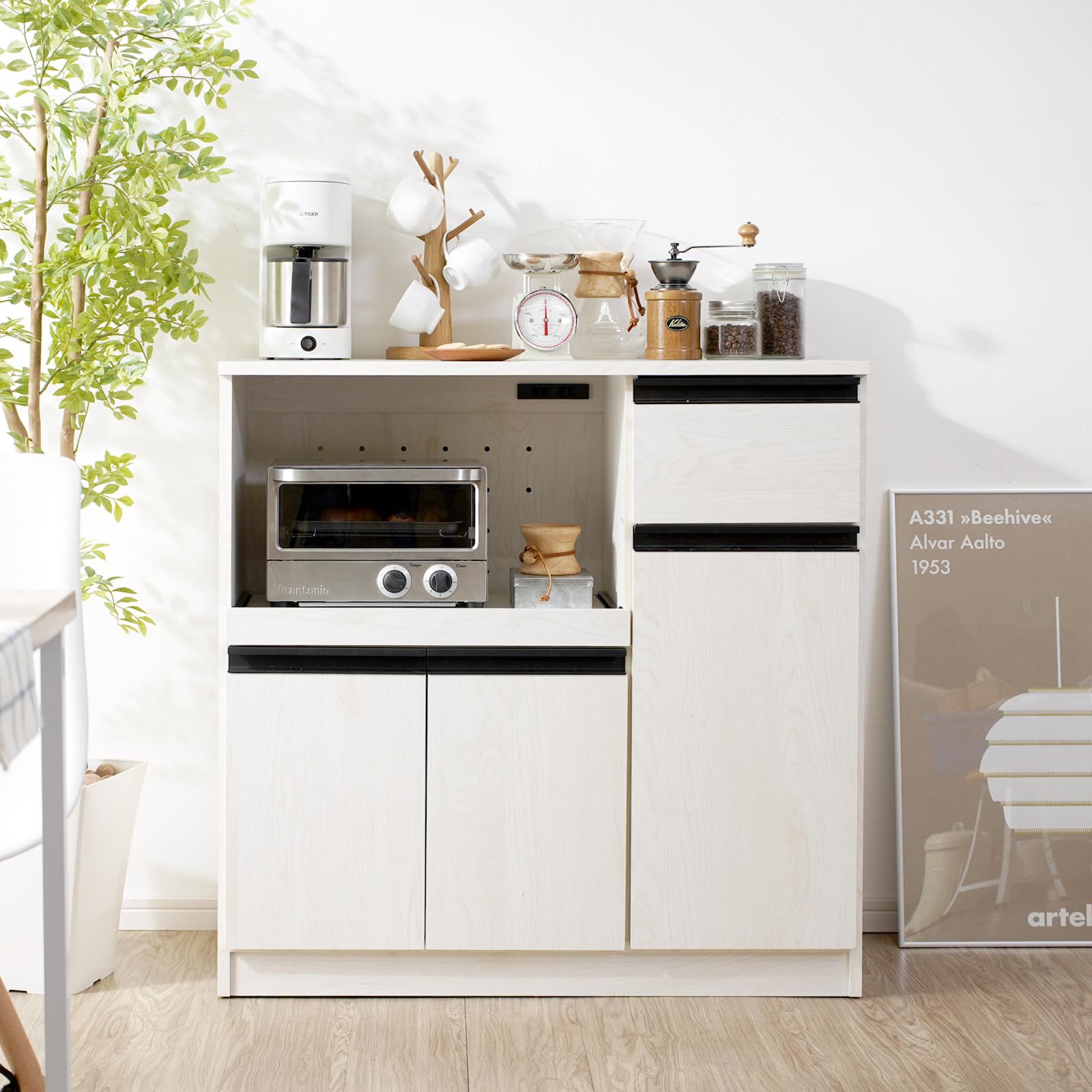 Amazon｜ワイエムワールド 食器棚 レンジ台 幅90 奥行41 高さ90 ロー