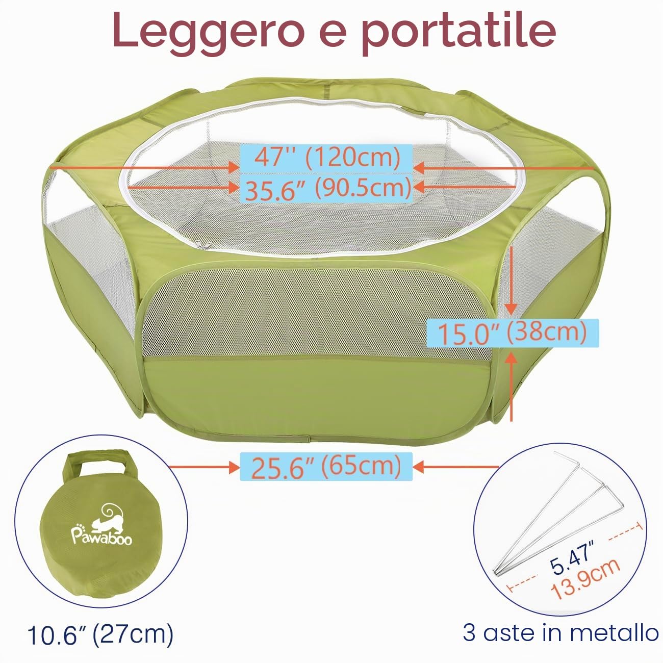 Pawaboo Recinto per Animali Domestici, Box per Animali Piccoli, Tenda per Gatti Cani Cuccioli, Portatile Gabbia, Recinzione in Tessuto Oxford e a Rete, Resistente e Pieghevole, Avocado Verde