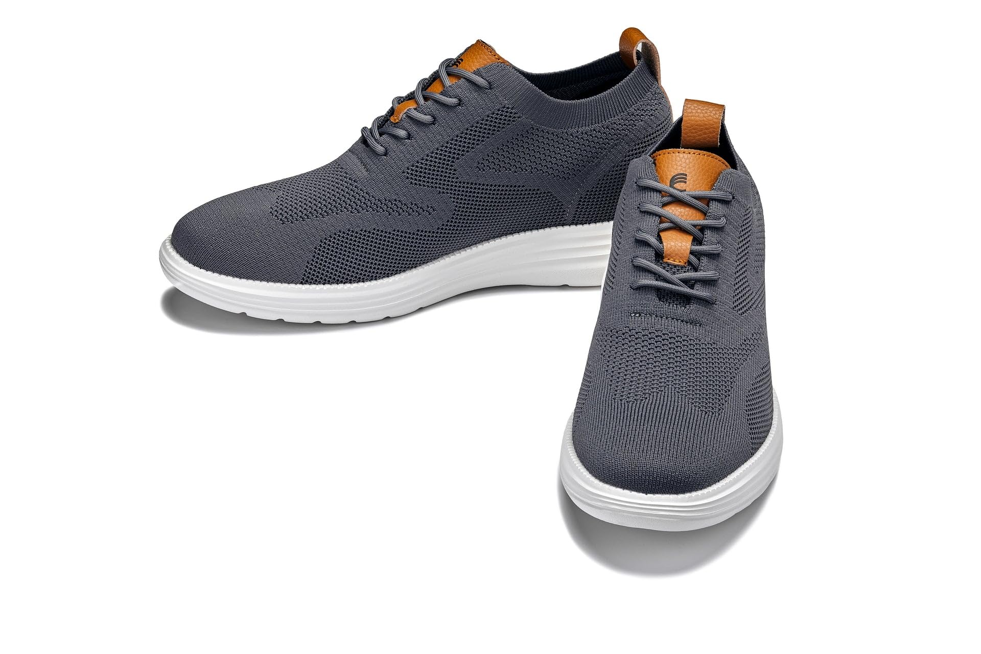 CALTO Zapatos de elevación invisibles para hombre con aumento de altura, ultraligeros, con cordones, de punto, deportivos, 7,1 cm más altos