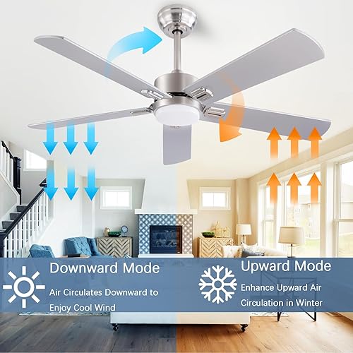 Miniatura 10 de Ventilador de techo ABS de 52 pulgadas, control remoto, sin luces, 3 cuchillas, ventilador de techo silencioso para sala de estar, dormitorio,