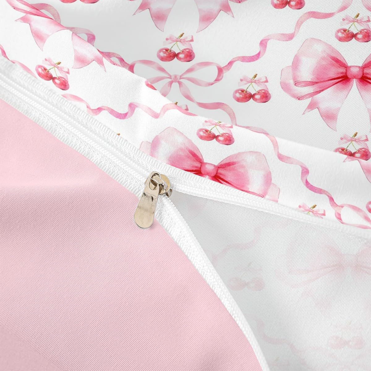Homewish Różowa kokarda poszewka na kołdrę super king kawaii wiśnia kokarda zestaw pościeli urocza księżniczka kokardka poszewka na kołdrę dla dzieci dziewcząt nastolatek kobiet, akwarela kokardki