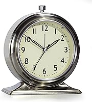 AYRELY 4-Inch Silent Vintage Metal Alarm Clock with Night Light - Battery Operated Retro Desk Clock for Bedroom Bedside Decor (Gold)