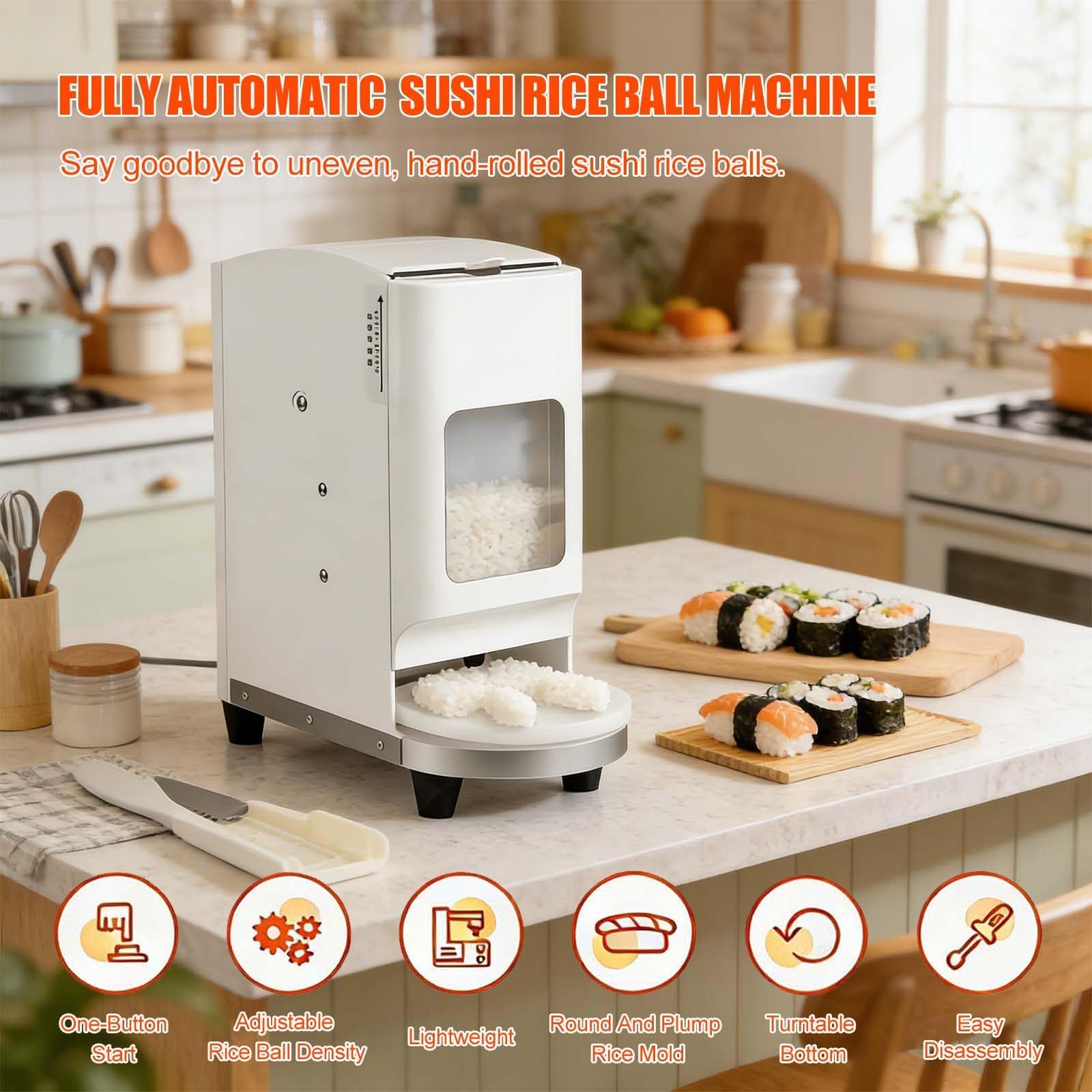 Creatore automatico della palla del riso del sushi, macchina di formatura commerciale 1200pcs/h, acciaio inossidabile per il ristorante & da asporto