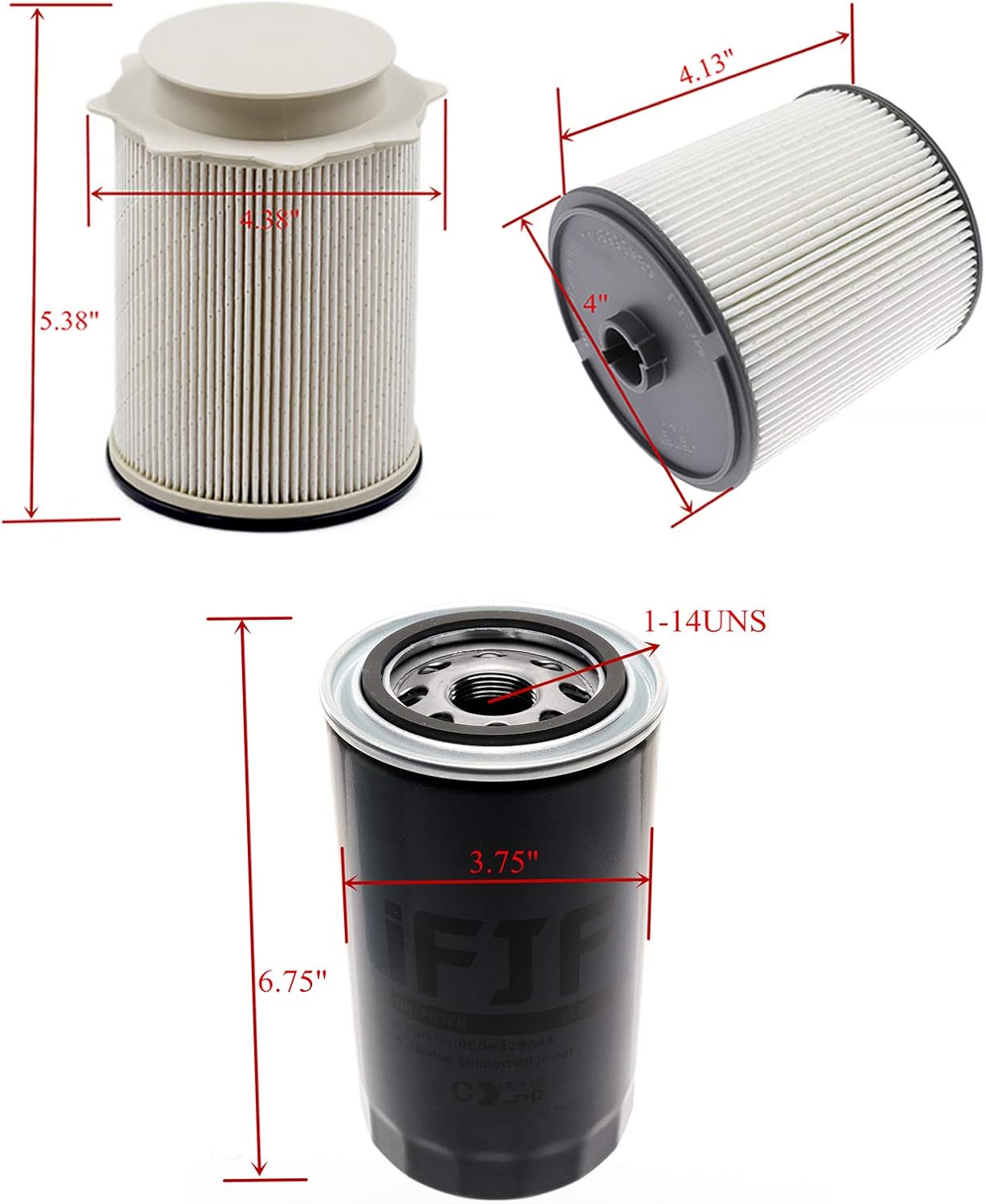 iFJF 68436631AA and 68157291AA Fuel Filter and 5083285AA Oil Filter Replacement for 2019-2024 Ram 2500 3500 4500 5500 6.7L Diesel Engines Precision Element Allow Enough Fuel Replace FS53000