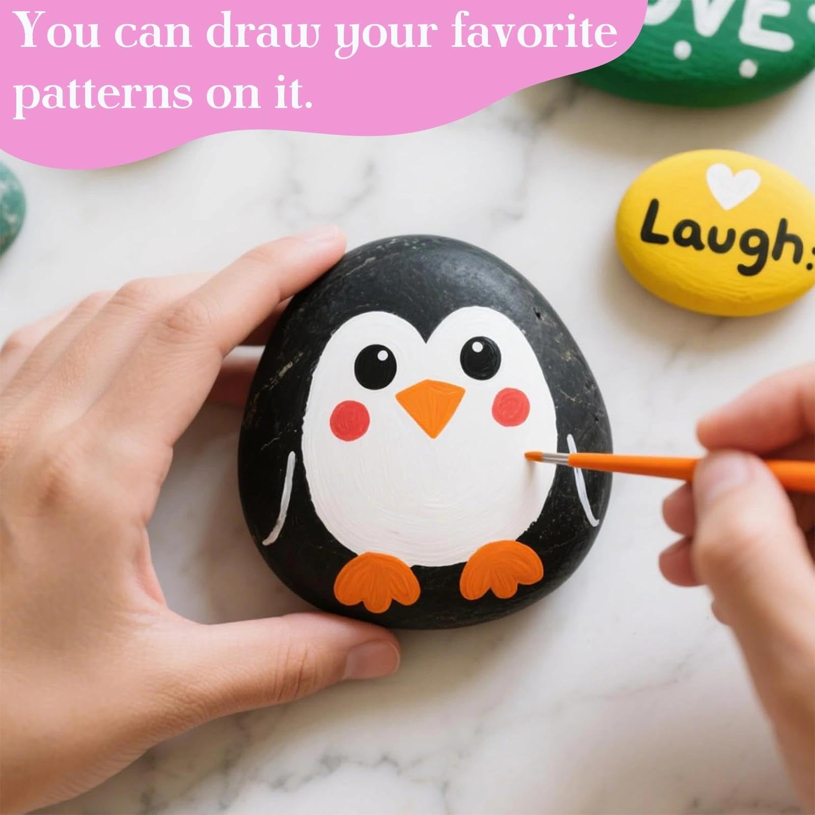 Touosy 24 Pezzi Sassi da Dipingere Creative Pebble Kit per Dipingere Bambini per Pittura Pietra Dipinta Creativa Decorazione Cortile Artigianato Creazioni Creative e Decorazioni Giardino