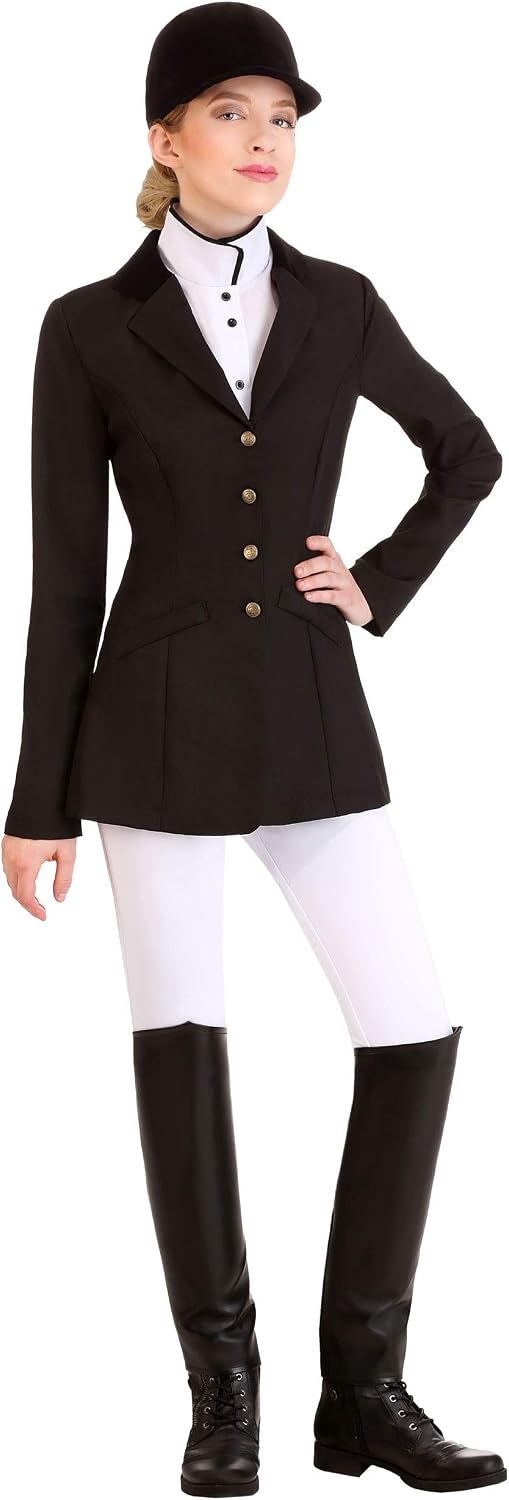 Women's Equestrian Costume | Adult Horse Riding Derby Racetrack Outfit with Jacket, Pants, Jabot and Accessories