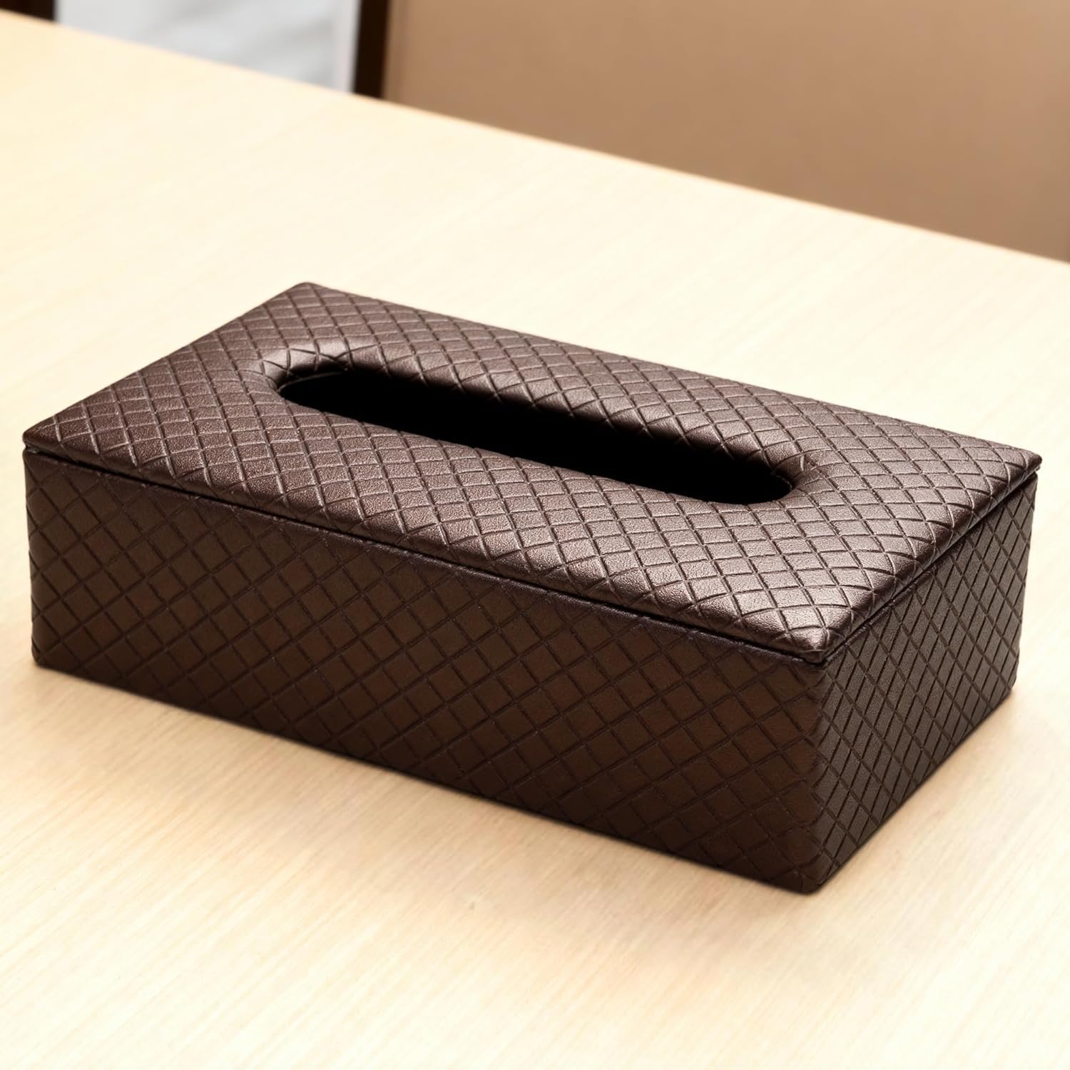 inkulture faux leather tissue box holder with magnetic lid | premium decorative tissue paper case for home, office & car | stylish napkin & facial tissue organizer | copper color