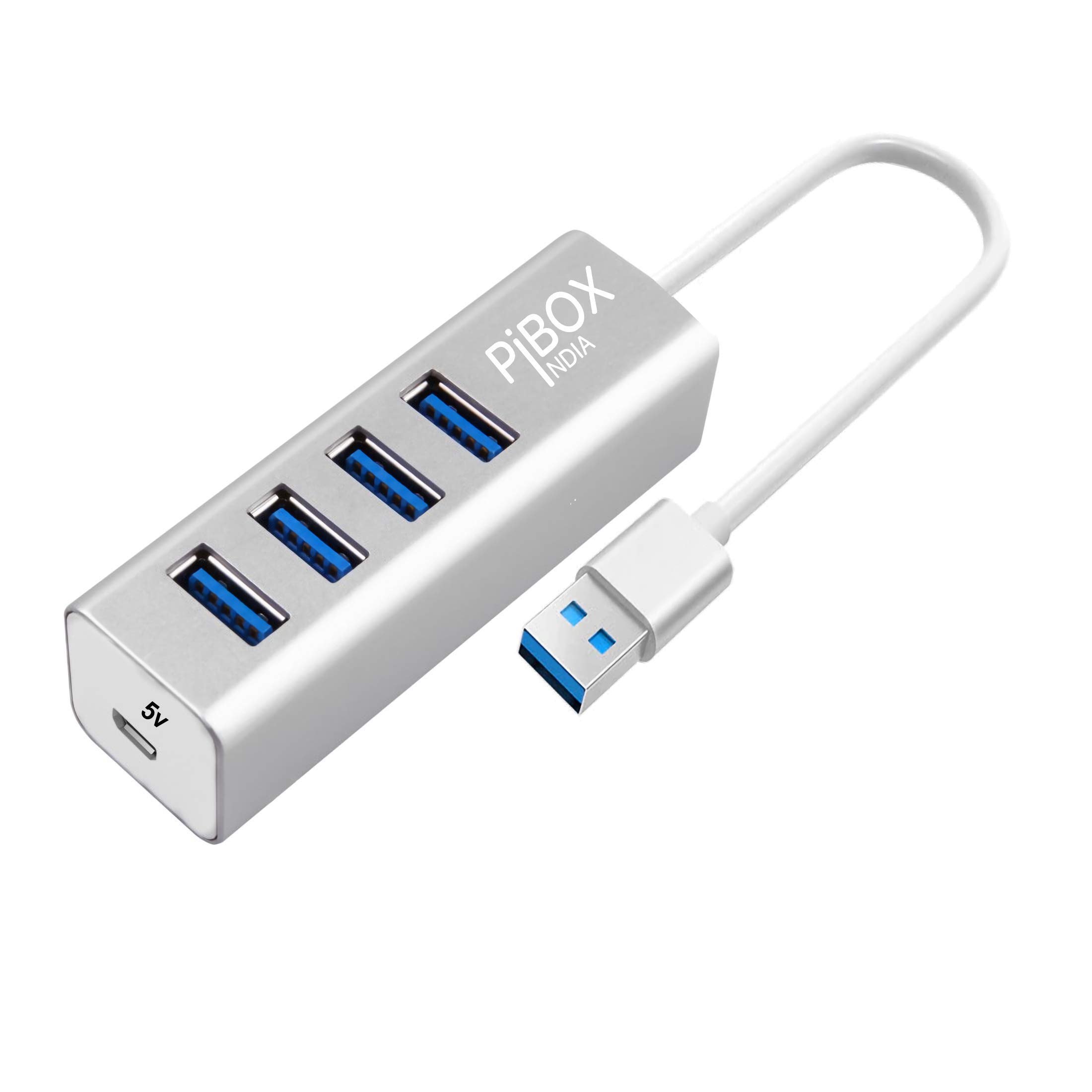 pibox India USB 3.0 HUB 4 Port, Aluminium Portable Hub with Micro USB for Data Transfer with 30 cm USB Cable for Laptop, PC, MacBook Air, Mac Mini, USB Flash Drives and HDD Hard Drive (Silver) (B07SMWH4TY) Amazon Price History, Amazon Price Tracker