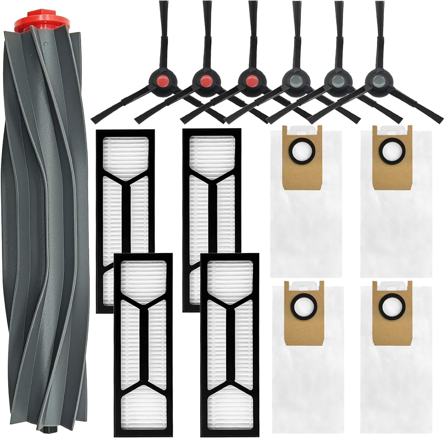 15 Pack Replacement Parts Accessories Kit Compatible with eufy Omni S1 Pro/S1 Robot Vacuum Cleaner 1 Roller Brush,6 Side Brushes,4 Hepa Filters,4 Dust Bags