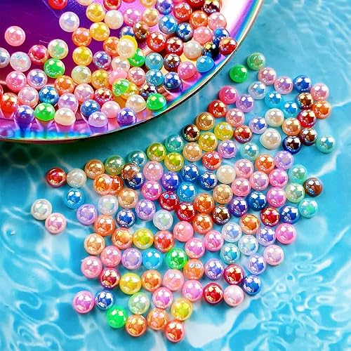 Miniatura 4 de 2000 cuentas de media perla de 0.118 pulgadas para manualidades, parte trasera plana, media perla redonda para hacer joyas, arte de uñas, álbumes de