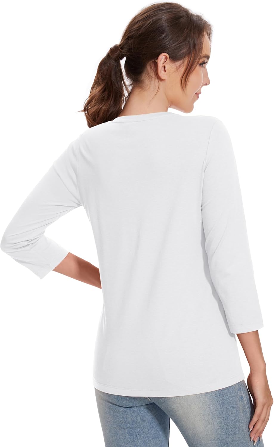 MAGCOMSEN 3/4 Sleeve T Shirts for Women V Neck Tshirts Cotton UPF50+ Summer Tops Casual T-Shirts Basic Tees 2025 - Image 4