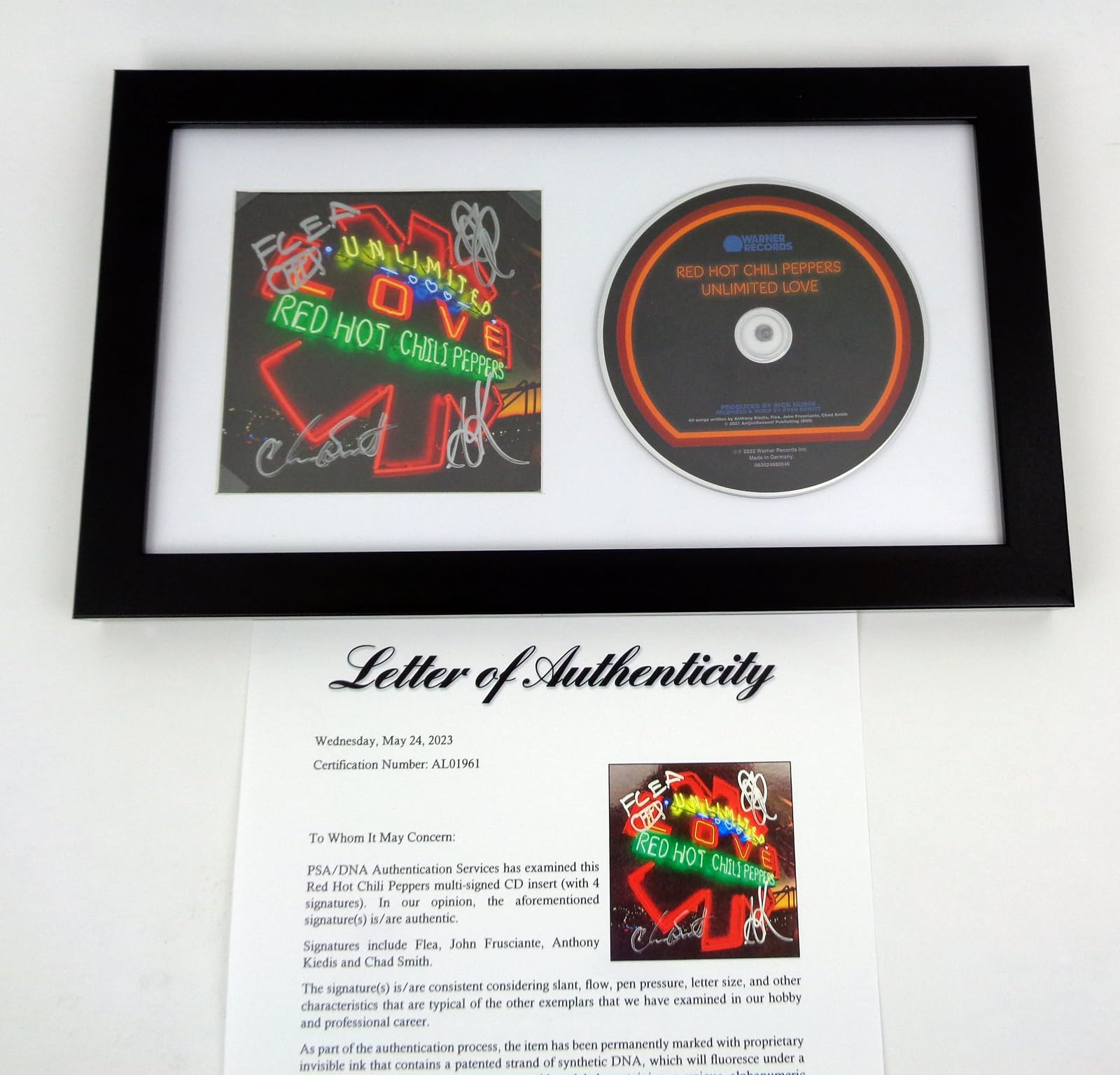 Unlimited Love CD Signed Autographed By Red and Hot Chili and Peppers Band Framed PSA/DNA COA