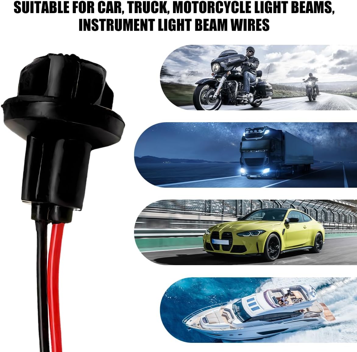6PCS T10 Extension Harness Plug Connector, 194 147 W5W LED Bulbs Sockets Pre-Wired Connector Adapter, Wedge Base Automotive Light Wiring Socket Replacement for Car Truck Boat (T10-12BK01)