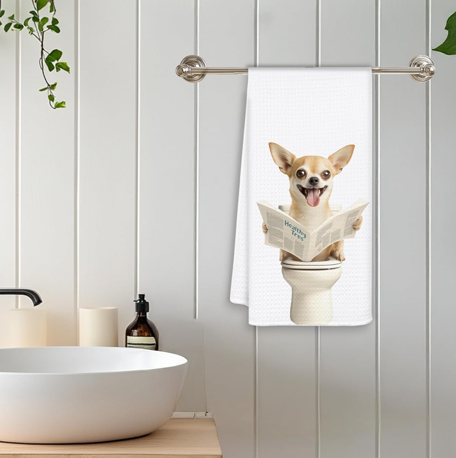 Funny Chihuahua Hand Towels for Bathroom, Chihuahua Gifts Decorative Towels for Bathroom Washroom, 16x24 Inch - Image 5