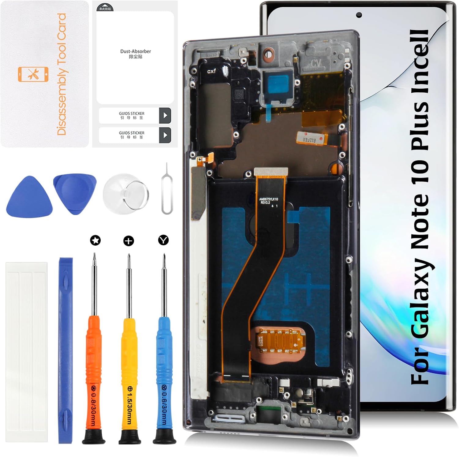 InCell Note 10 Plus cd Display (No Fingerprint Function) Screen Replacement for Samsung Galaxy Note 10 Plus with Aura Black Frame N975U N975W N9750 LCD Screen Touch Digitizer Assembly