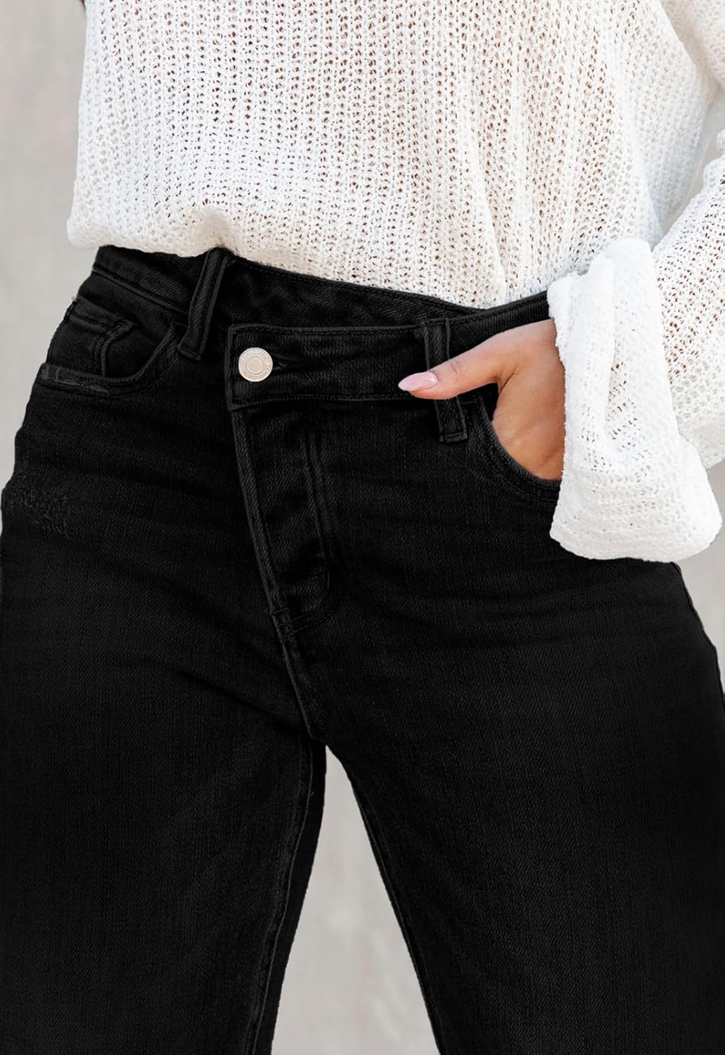 Metietila Jeans for Women Trendy High Waisted Corssover Boyfriend Jeans Distressed Stretchy Denim Pants - Image 5