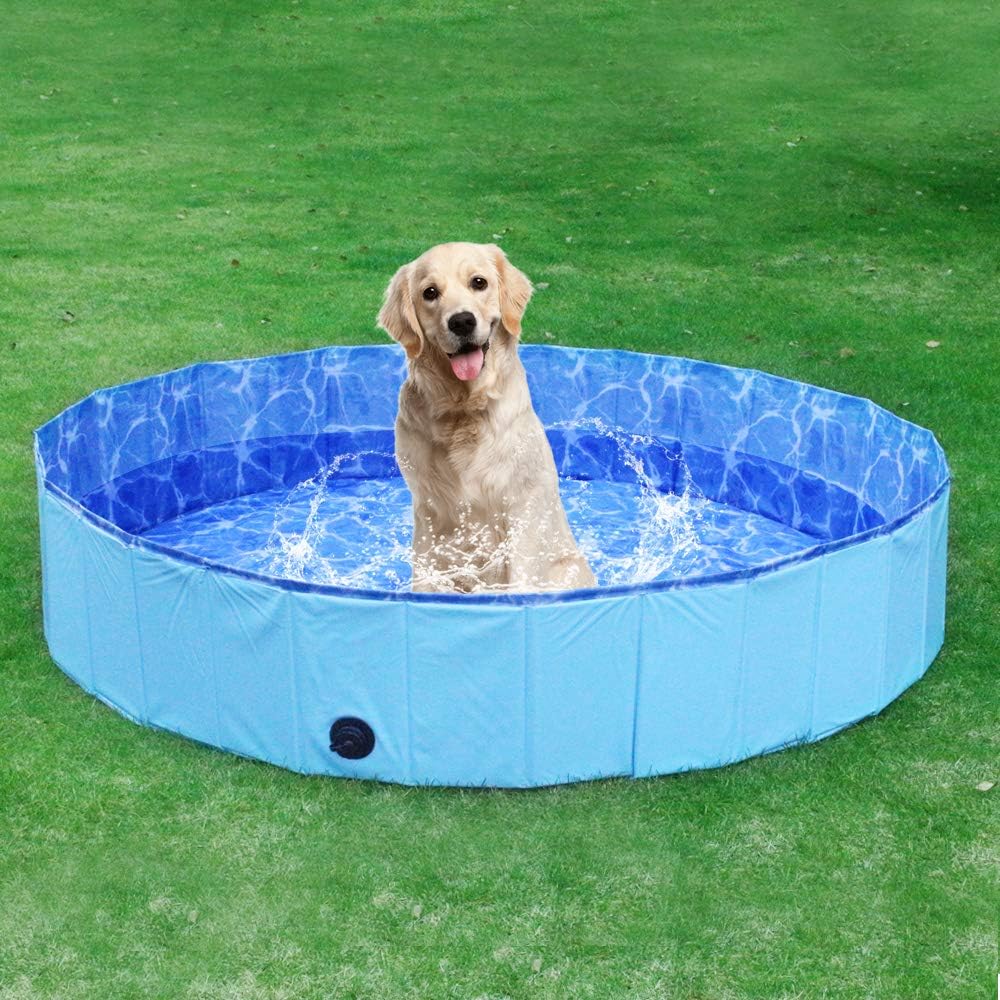 NHILES Portable Pet Dog Pool, 63" Collapsible Bathing Tub, Indoor & Outdoor Foldable Leakproof Cat Dog Pet SPA for Dogs Cats and Kids