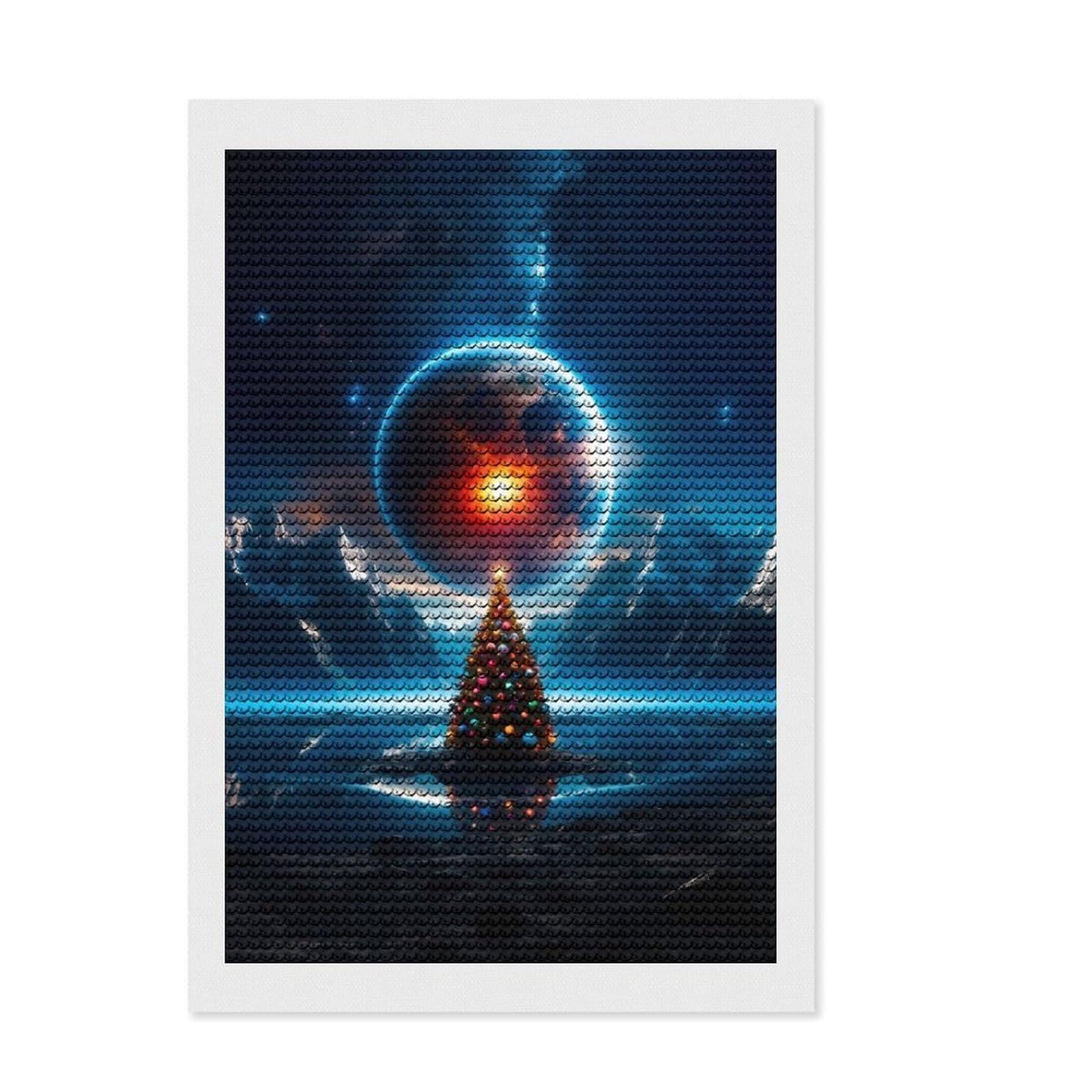 Junmoney Christmas Tree Diamond Painting Canvas Set 8"x12", for Women, Good for Quiet Evenings, Home Wall Decor, Birthday Gift