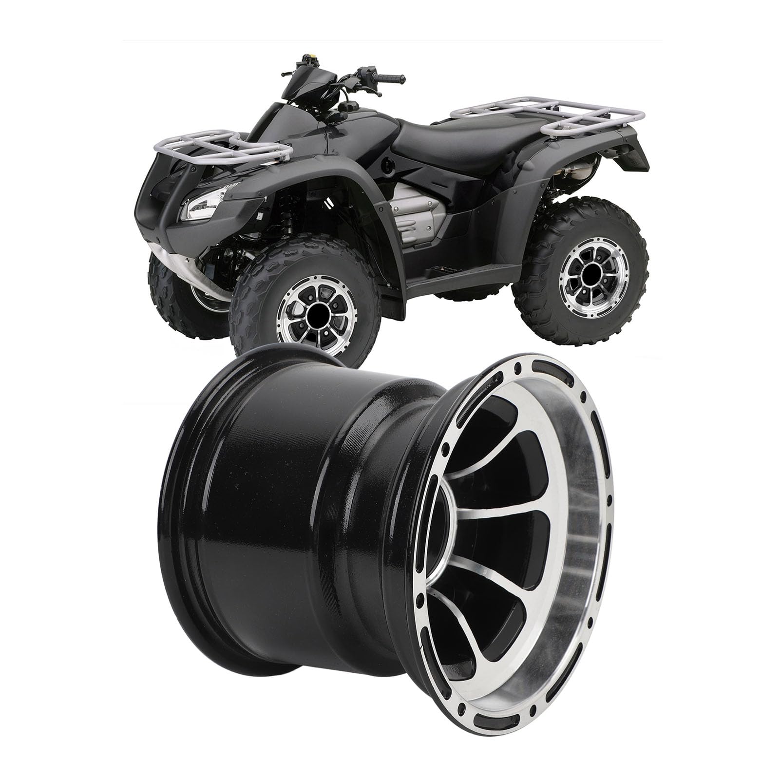 Jante de Roue de VTT, Roue de VTT Haute Résistance Sportive, Jante de Roue en Alliage D'aluminium 8 Pouces, pour Quad Bike Go Kart Cart (Roue arrière)
