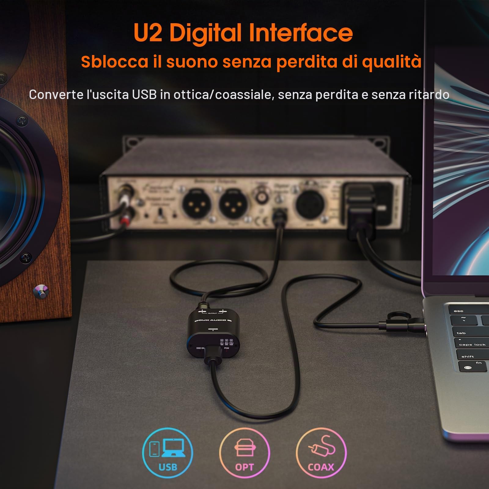 Nobsound, Convertitore da Mini USB a SPDIF, interfaccia audio coassiale, policarbonato ottico, Dolby AC3, DTS 24 bit, 192 kHz, Plug & play