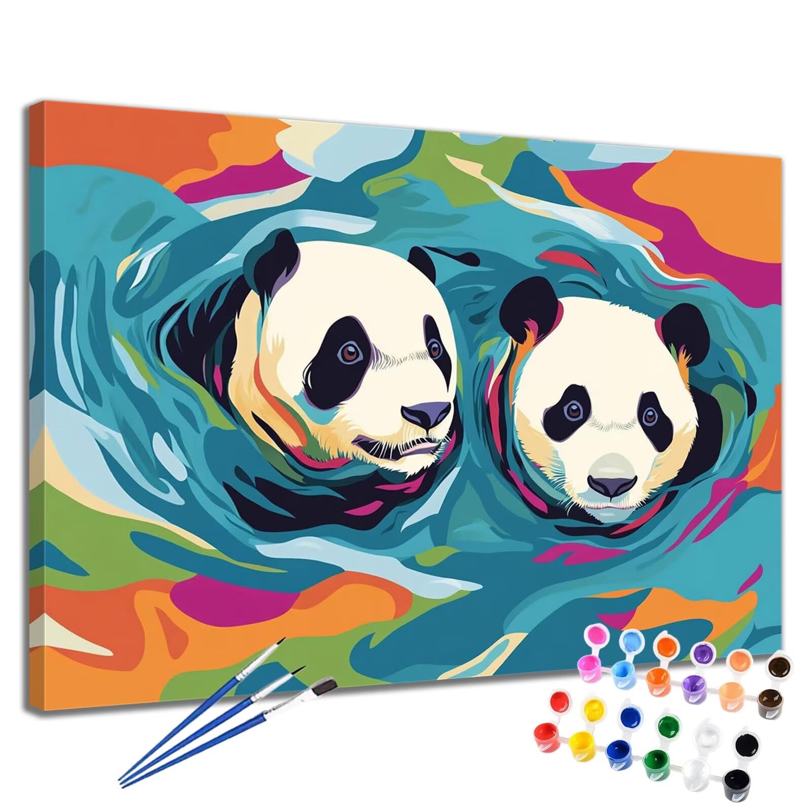 Malowanie według numerów dla dorosłych kolorowe malowanie według numerów Panda DIY zestaw do majsterkowania dla dorosłych zawiera pędzle i akryl, płótno malarskie dla dzieci dekoracja ścienna do domu