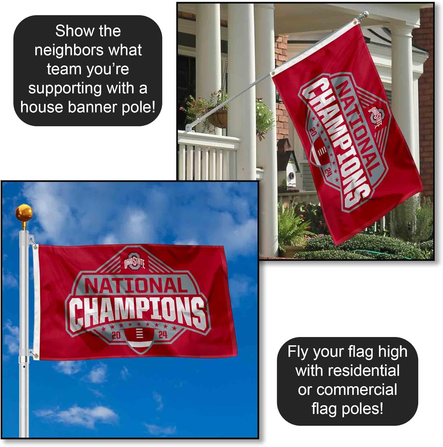 Ohio State Buckeyes 2024 College Football National Champions Flag 3x5 Banner - Image 3