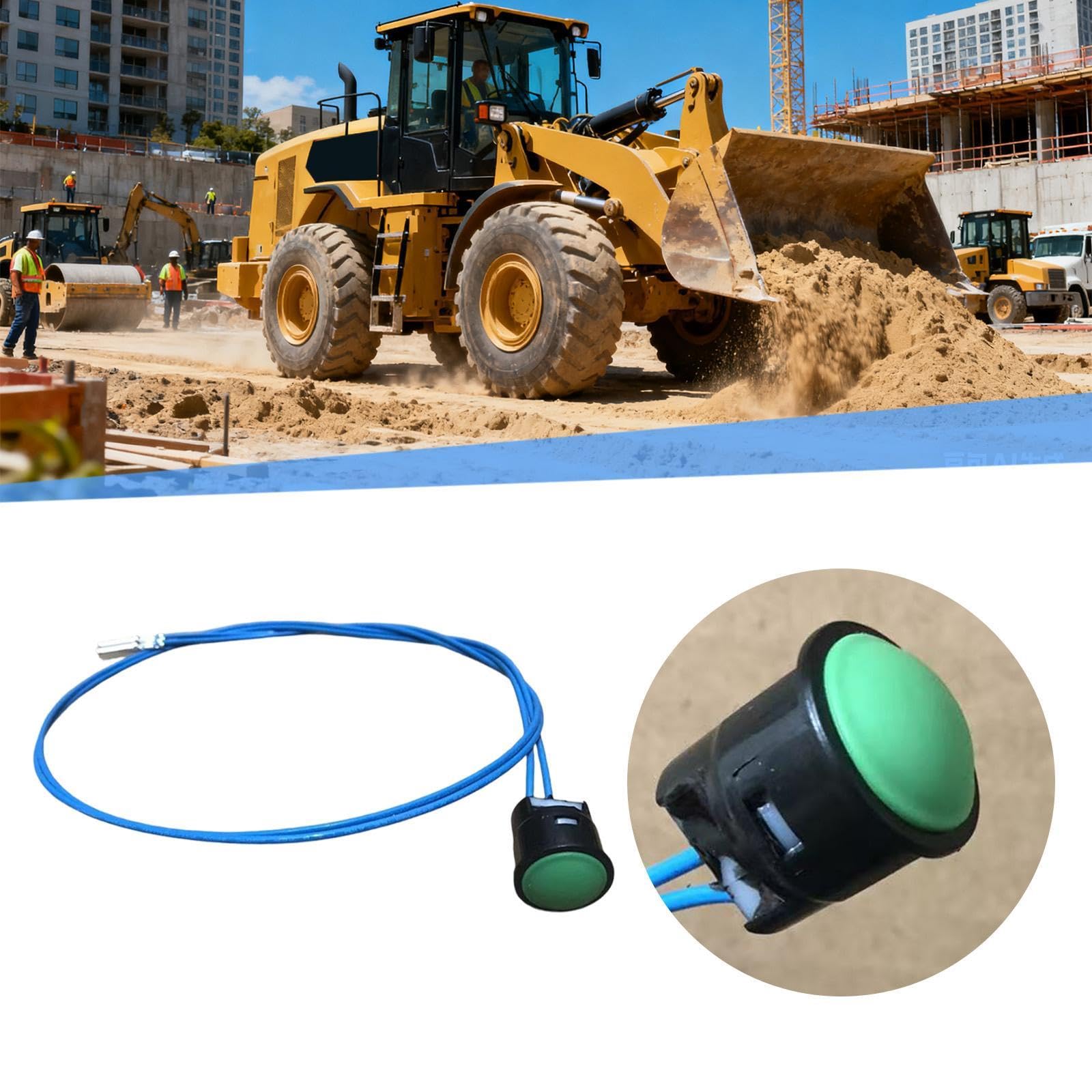 Perfeclan Botón Pulsador de Joystick para Excavadoras, Conjunto de Piezas de Manija de Cargadora, Interruptor de Botón de Alto Rendimiento con Cable para Taller, Verde 2 Cables
