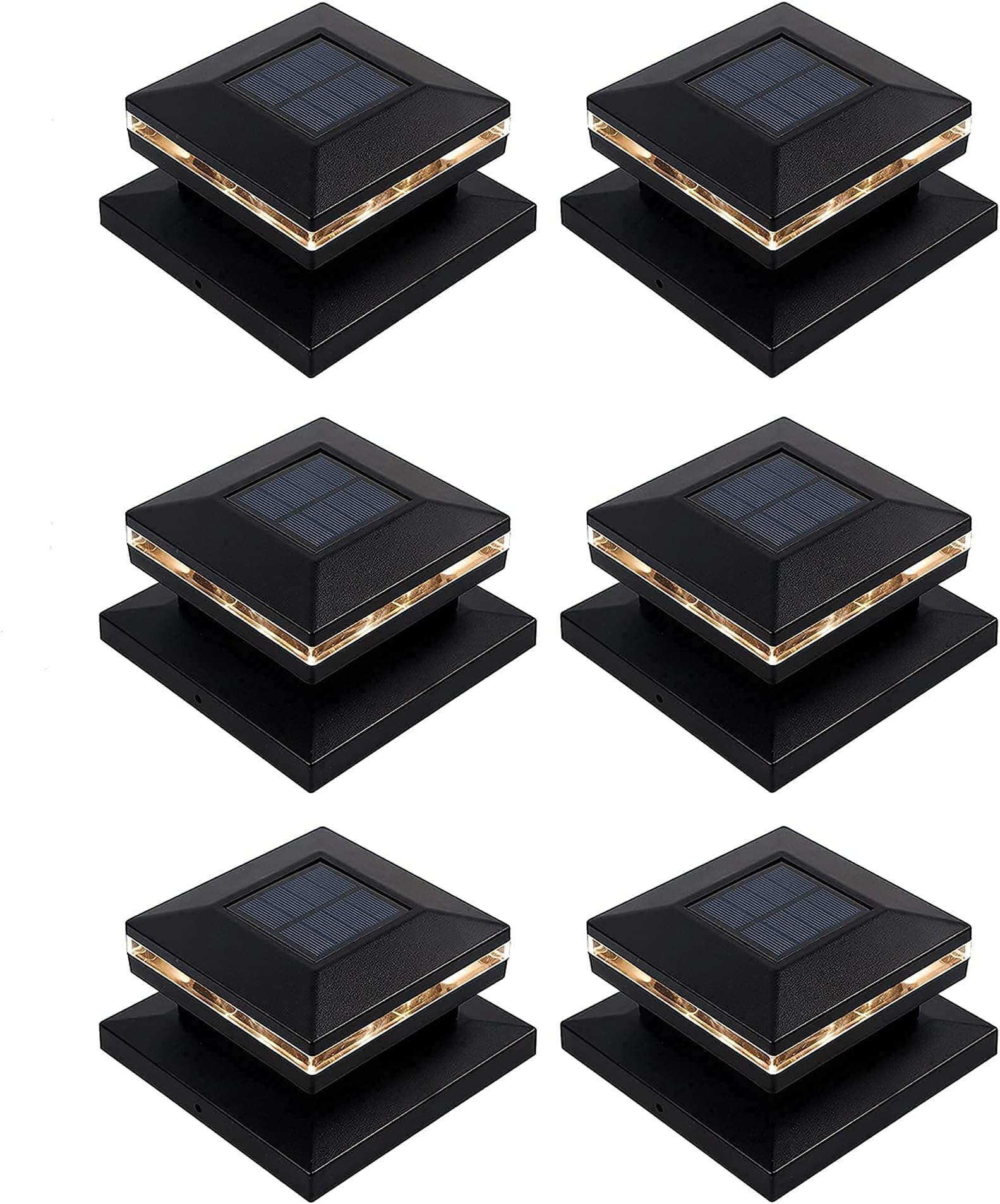 MAGGIFT 15 Lumen Solar Post Lights, 6 Pack