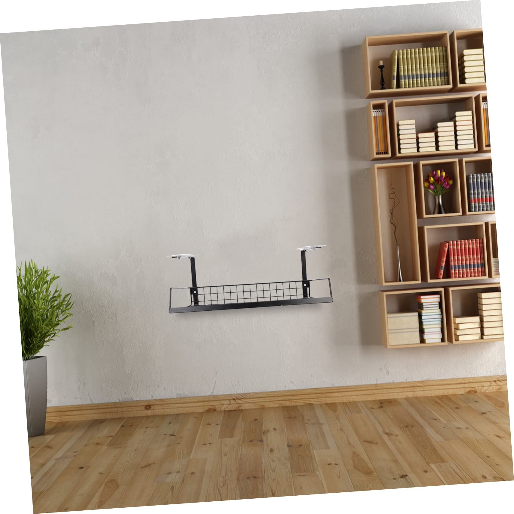 OSALADI Organizzatore Cavi Design Compatto e Resistente in Ferro Nero Sotto Scrivania di Fili e Prese Elettriche per Gestione Ordinata in Ufficio o Casa