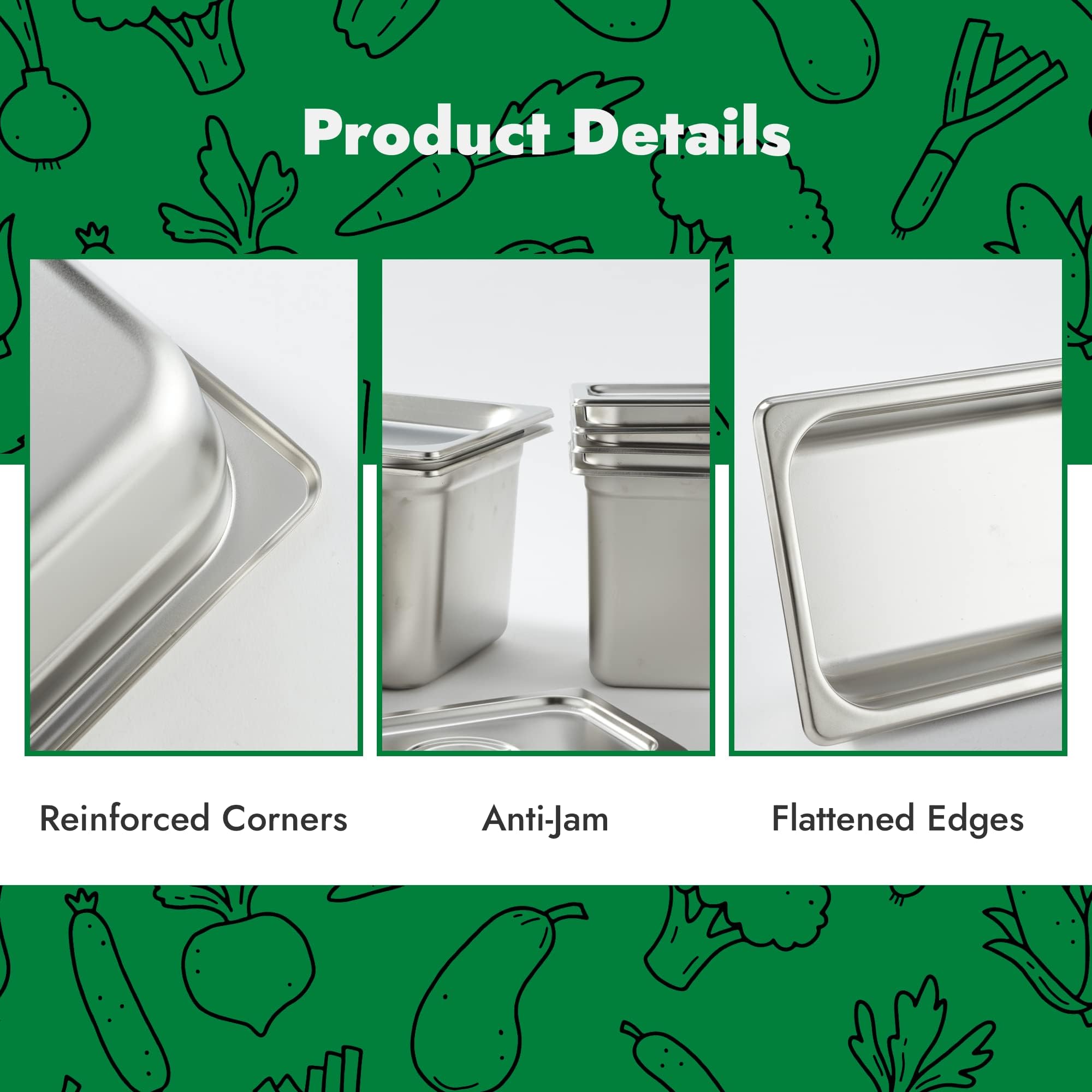 HECMAC 6-Pack 1/9 Size Hotel Pan Cover, Stainless Steel - View #10