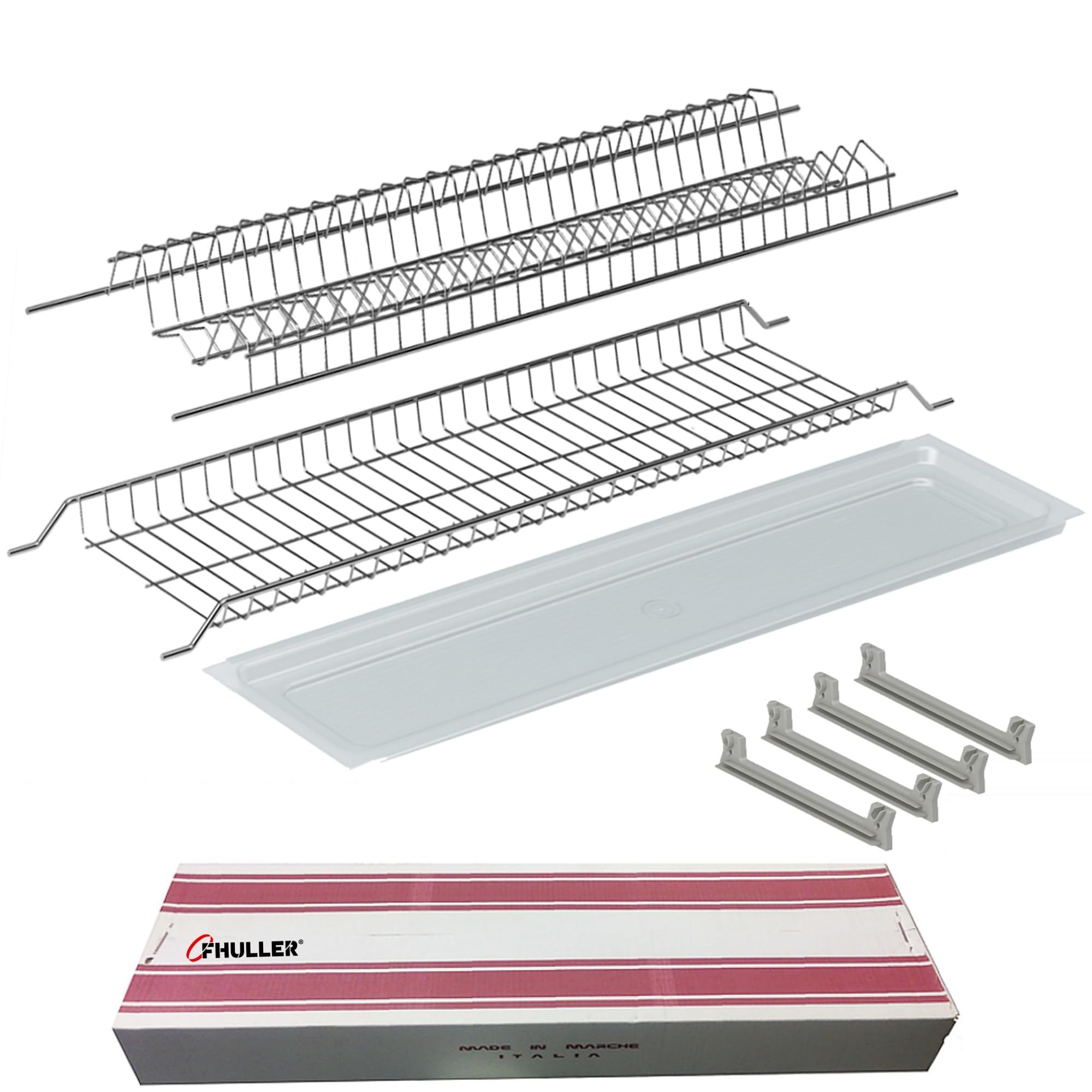 Kit Scolapiatti 76 cm acciaio inox da Incasso per Mobile Pensile cm. 80 completo di Vaschetta