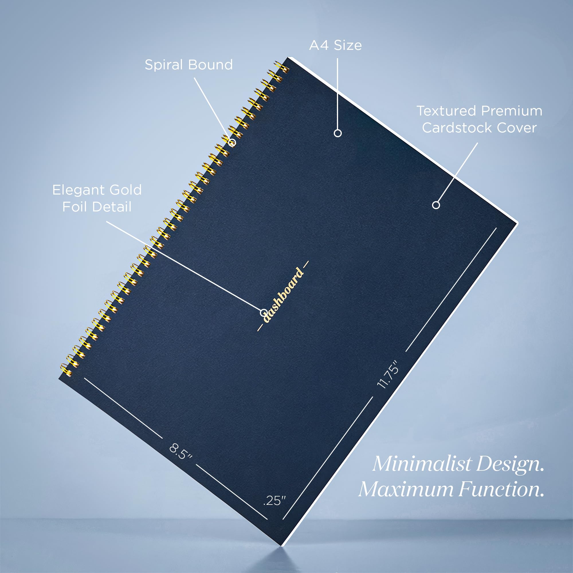 Ink+Volt Dashboard Spiral Deskpad | Agenda settimanale non datata con 52 fogli non datati, pianificatore di produttività premium, lista settimanale minimalista delle cose da fare per lavoro e studio |