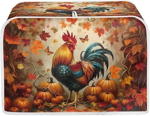 Miniatura 19 de Funda antipolvo para tostadora de pollo con estampado floral de gallo de 2 rebanadas, lavable, funda para hacer pan, antipolvo, cubiertas
