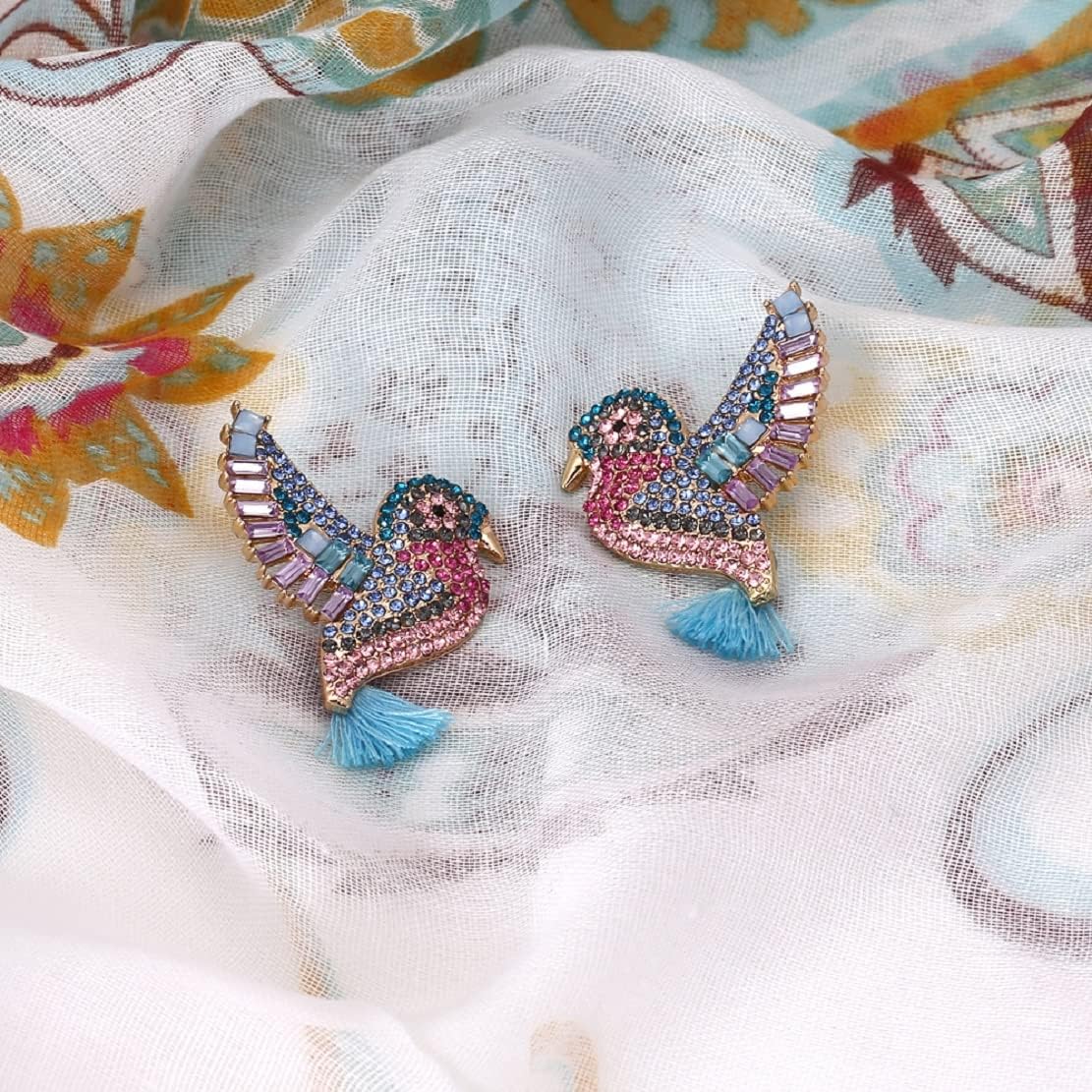 Bird Tassel Earrings for Women, Cute Bird Statement Earrings for Womens, Tropical Bird Dangle Earrings Hypoallergenic, Bohemian Hummingbird Drop Earrings, Cute Animal Earrings Studs - Image 3