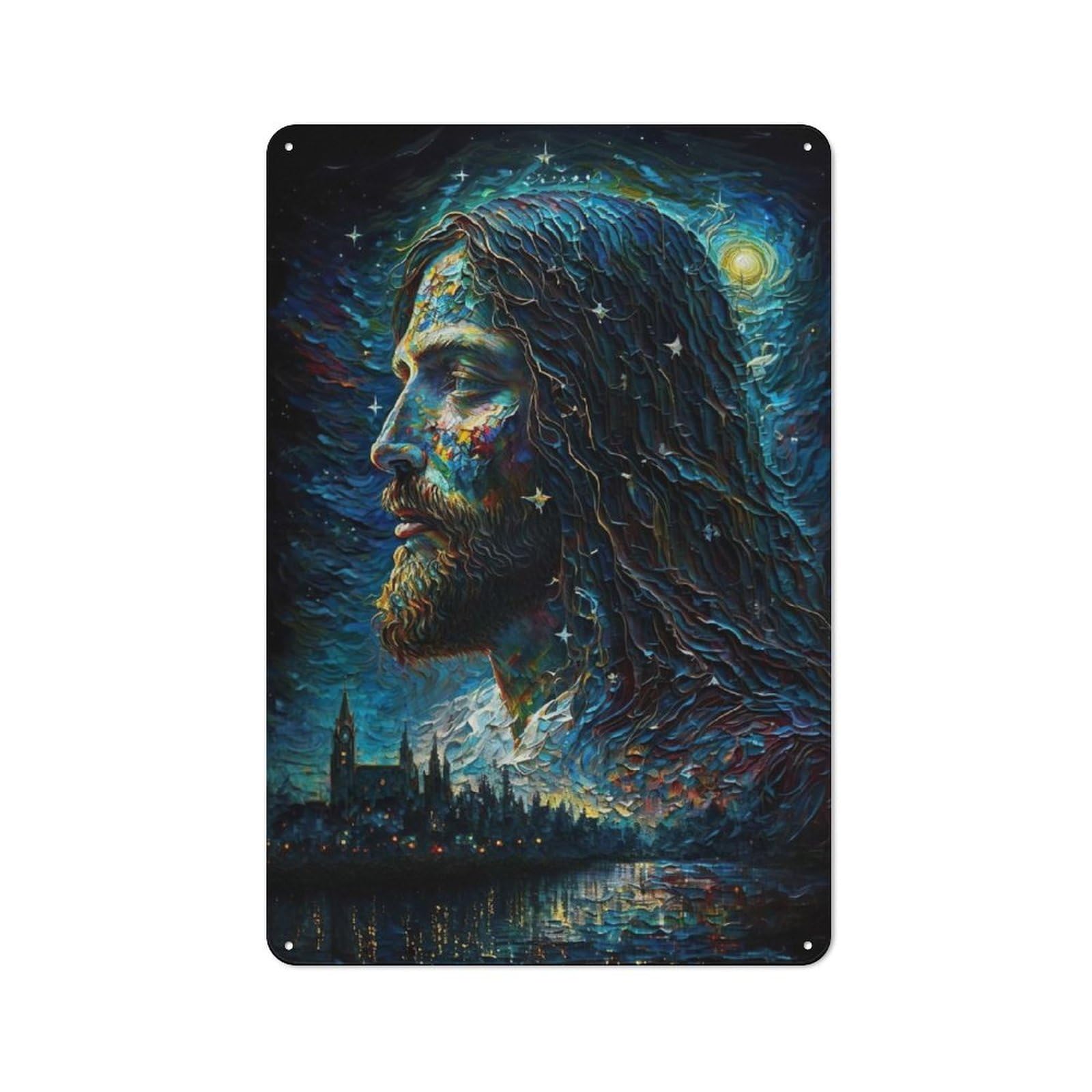 Junmoney Oil Painting Of Jesus Tin Wall Plaque 30X20cm With For Home Bar Wall, For Kitchen And Home Bar Decor, For Home Office And Studio Walls