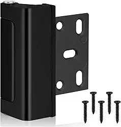 Trava de Segurança para Porta Doméstica, Trinco, Tranca, Ferrolho e Fecho em Inox e Alumínio, Antirroubo de Alta Resistência, Preto e Prata (Preto)